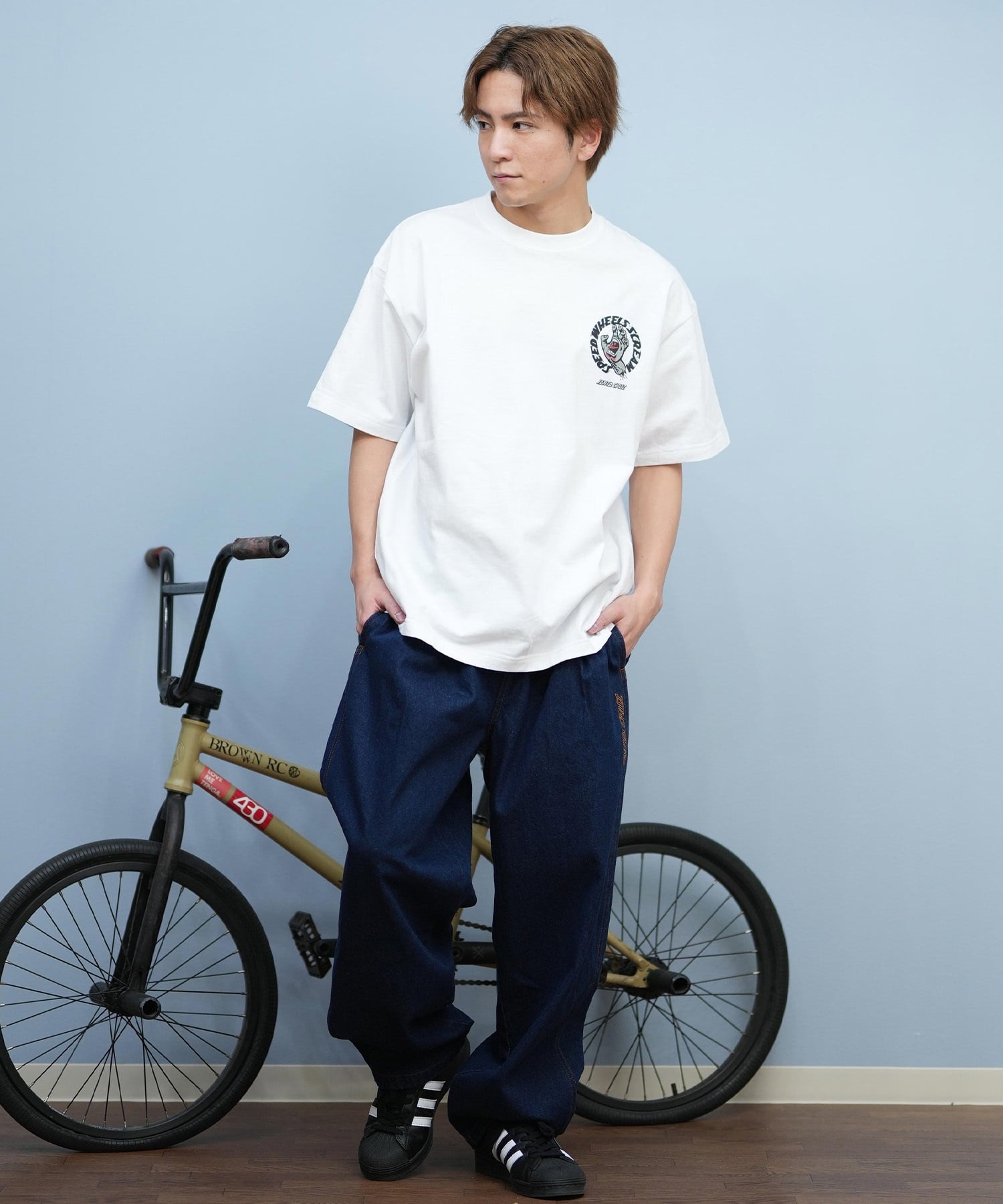 SANTACRUZ サンタクルーズ 半袖 Tシャツ メンズ バックプリント ロゴ スクリーミングハンド 502252401 ムラサキスポーツ限定(WHITE-M)