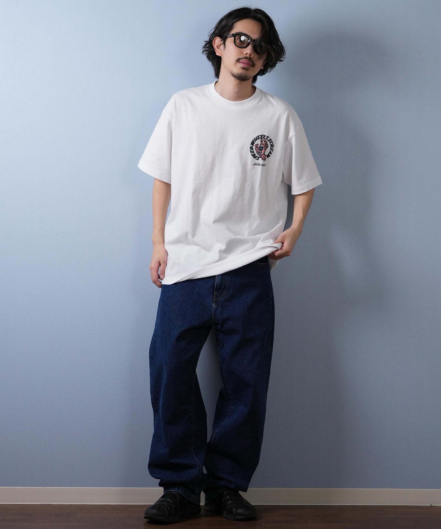 SANTACRUZ サンタクルーズ 半袖 Tシャツ メンズ バックプリント ロゴ スクリーミングハンド 502252401 ムラサキスポーツ限定(WHITE-M)