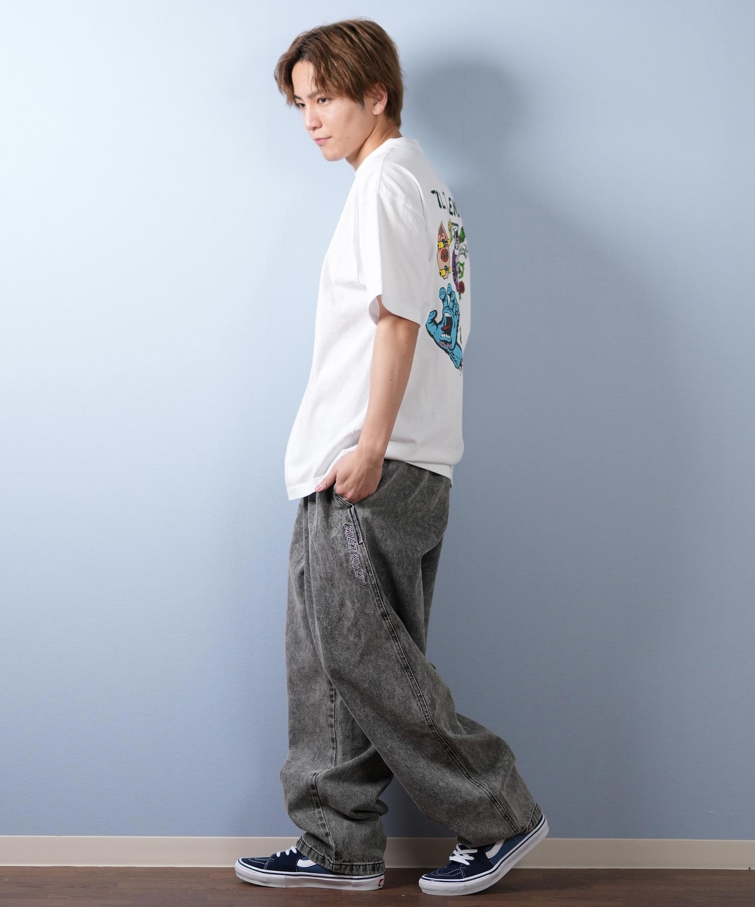 SANTACRUZ サンタクルーズ 半袖 Tシャツ メンズ バックプリント ロゴ スクリーミングハンド 502252402 ムラサキスポーツ限定(WHITE-M)