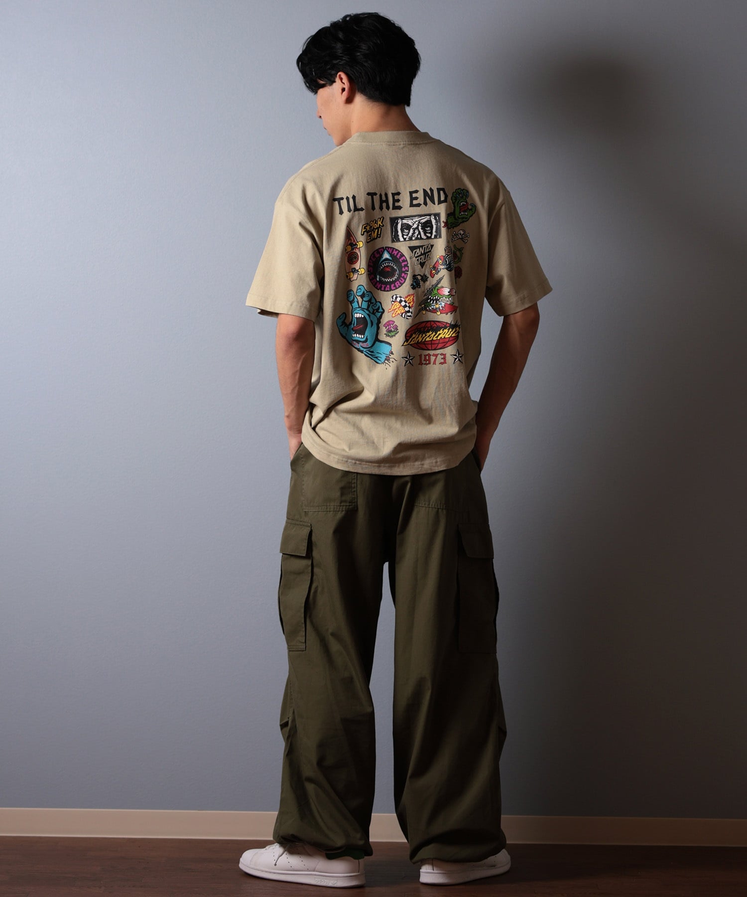 SANTACRUZ サンタクルーズ 半袖 Tシャツ メンズ バックプリント ロゴ スクリーミングハンド 502252402 ムラサキスポーツ限定(WHITE-M)