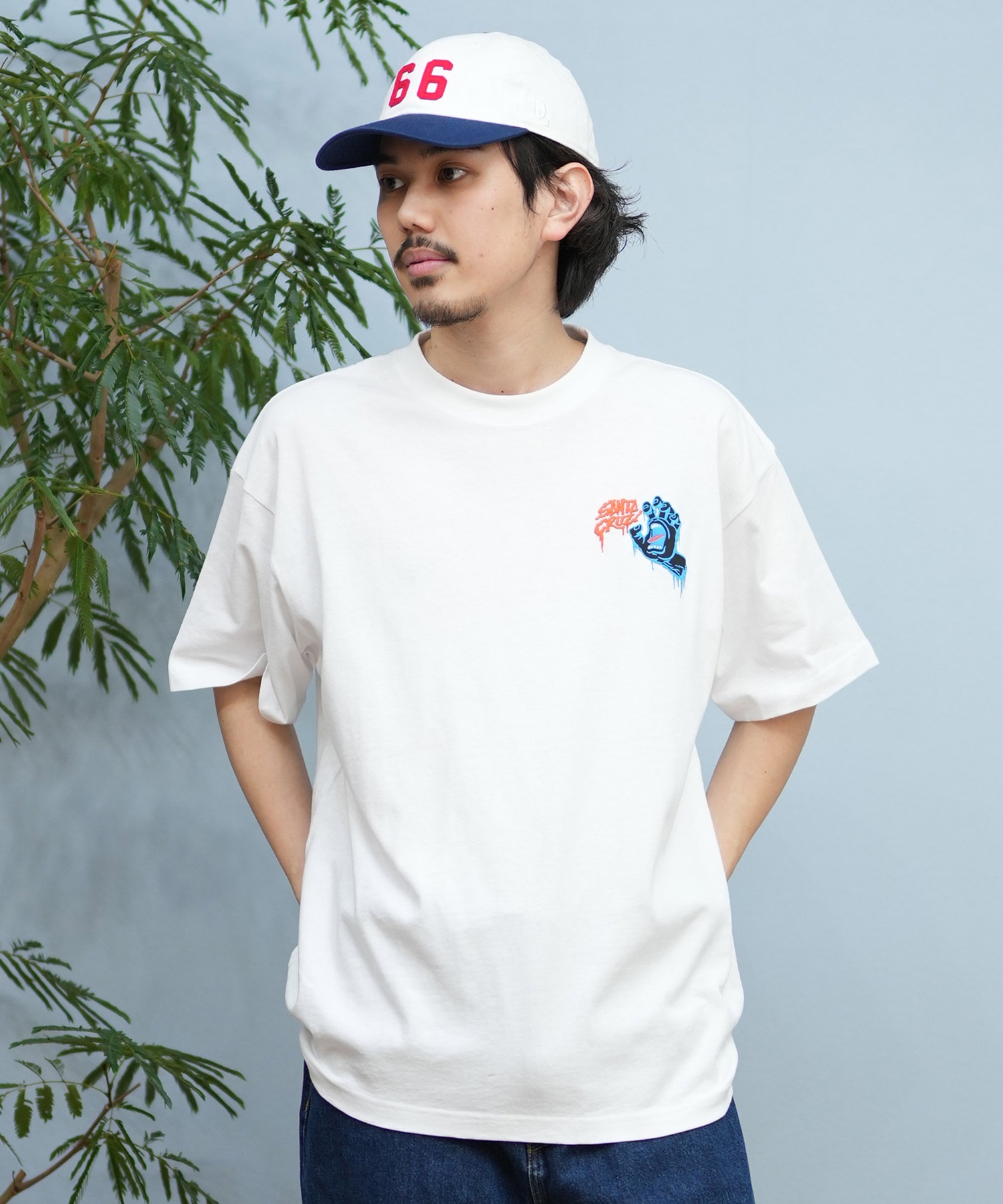 SANTACRUZ サンタクルーズ 半袖 Tシャツ メンズ バックプリント ロゴ スクリーミングハンド 502252403 ムラサキスポーツ限定(WHITE-M)