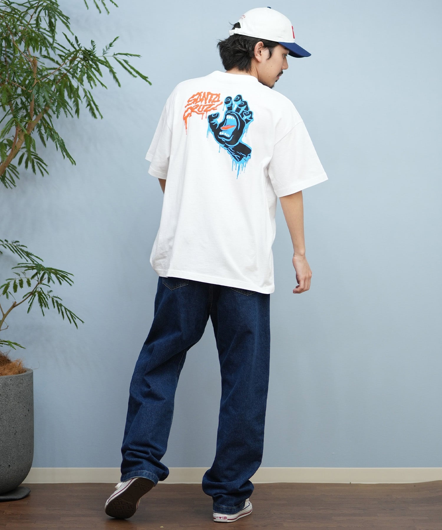 SANTACRUZ サンタクルーズ 半袖 Tシャツ メンズ バックプリント ロゴ スクリーミングハンド 502252403 ムラサキスポーツ限定(WHITE-M)