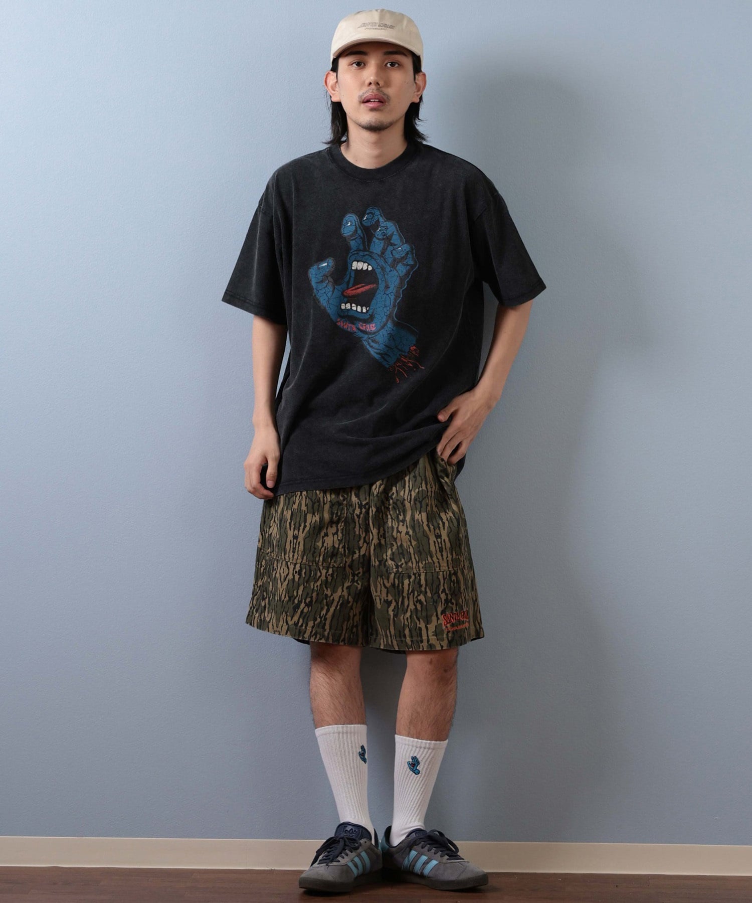 SANTACRUZ サンタクルーズ 半袖 Tシャツ メンズ フロントプリント バックプリント 502253411 ムラサキスポーツ限定(BLHND-M)