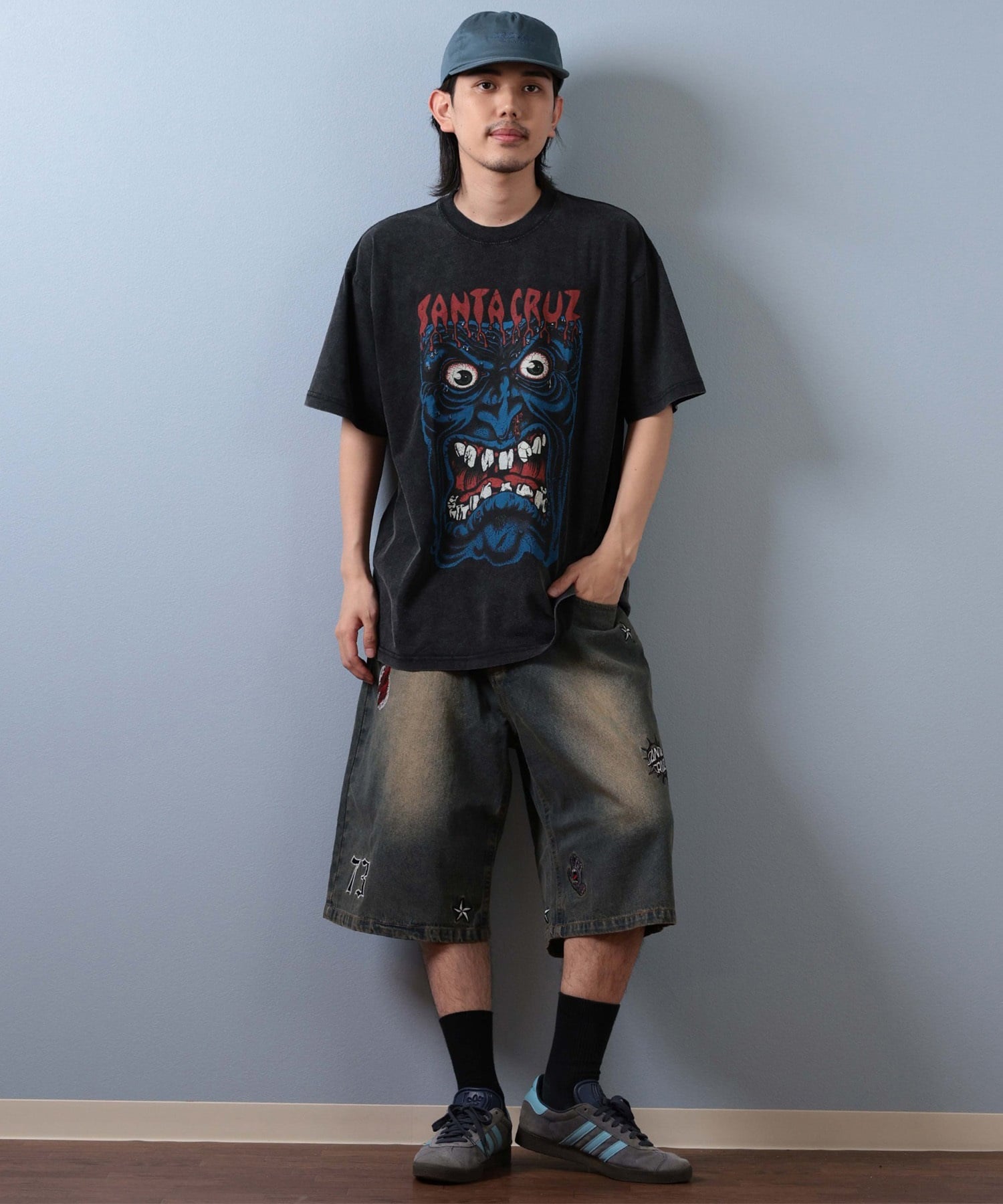 SANTACRUZ サンタクルーズ 半袖 Tシャツ メンズ フロントプリント バックプリント 502253411 ムラサキスポーツ限定(BLHND-M)