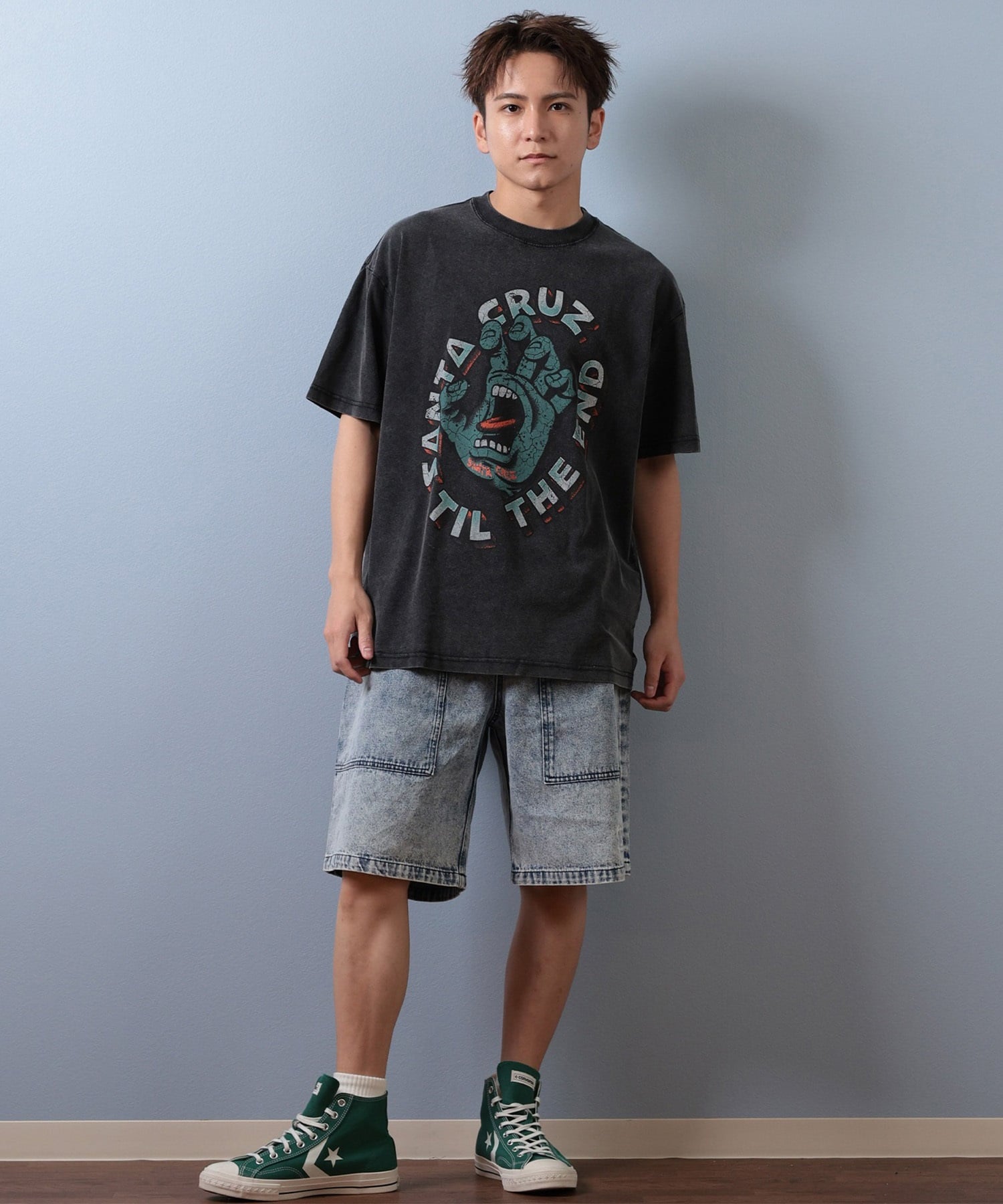 SANTACRUZ サンタクルーズ 半袖 Tシャツ メンズ フロントプリント バックプリント 502253411 ムラサキスポーツ限定(BLHND-M)