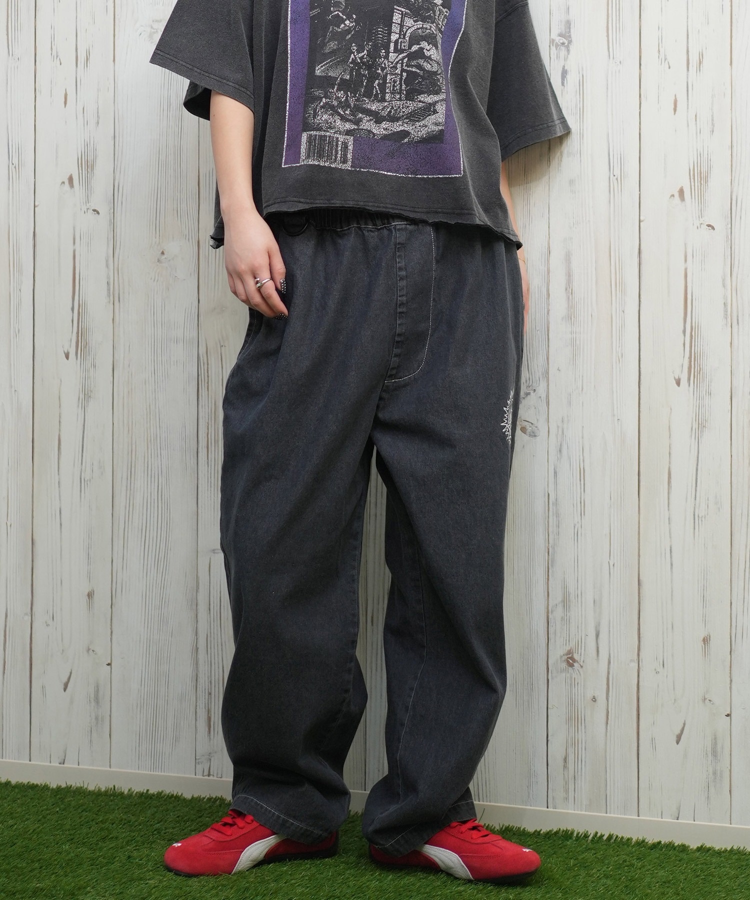 SANTACRUZ サンタクルーズ ロングパンツ レディース デニム イージーパンツ 502251531 ムラサキスポーツ限定(BKDSW-M)