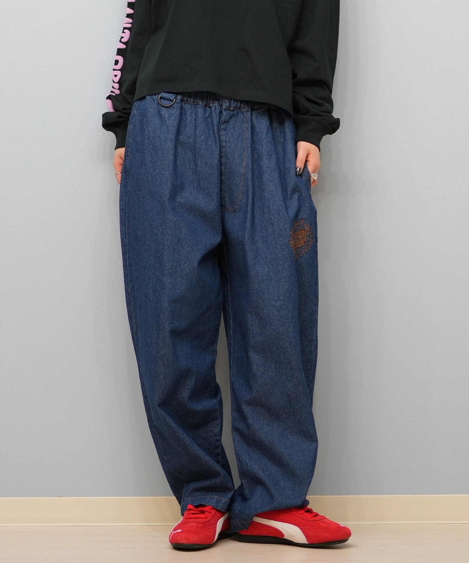 SANTACRUZ サンタクルーズ ロングパンツ レディース デニム イージーパンツ 502251531 ムラサキスポーツ限定(BKDSW-M)