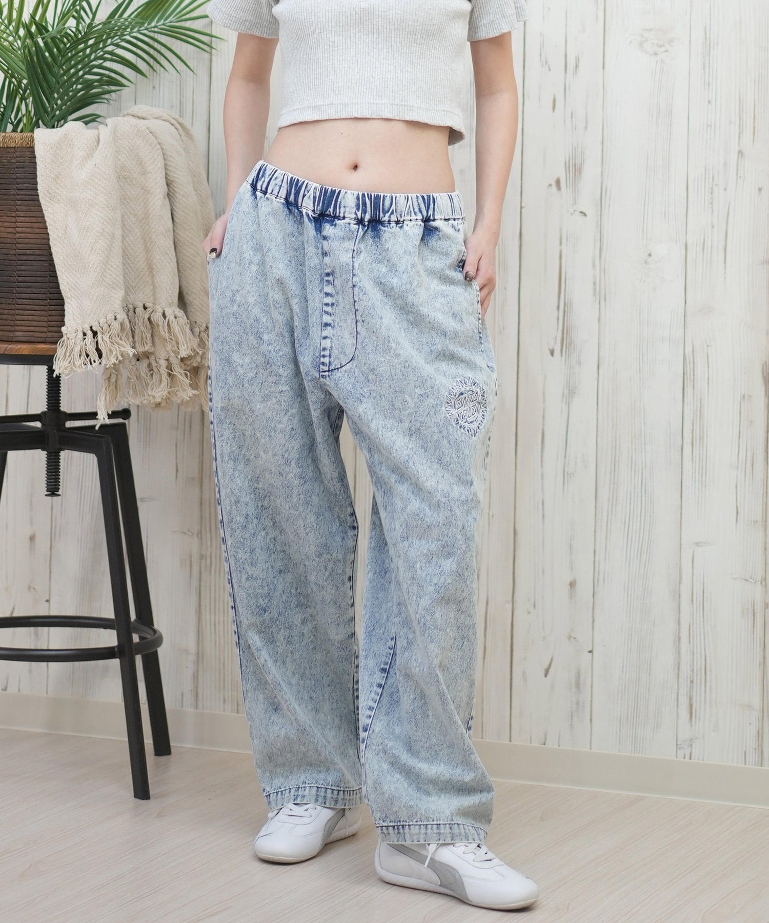 SANTACRUZ サンタクルーズ ロングパンツ レディース デニム イージーパンツ 502251531 ムラサキスポーツ限定(BKDSW-M)