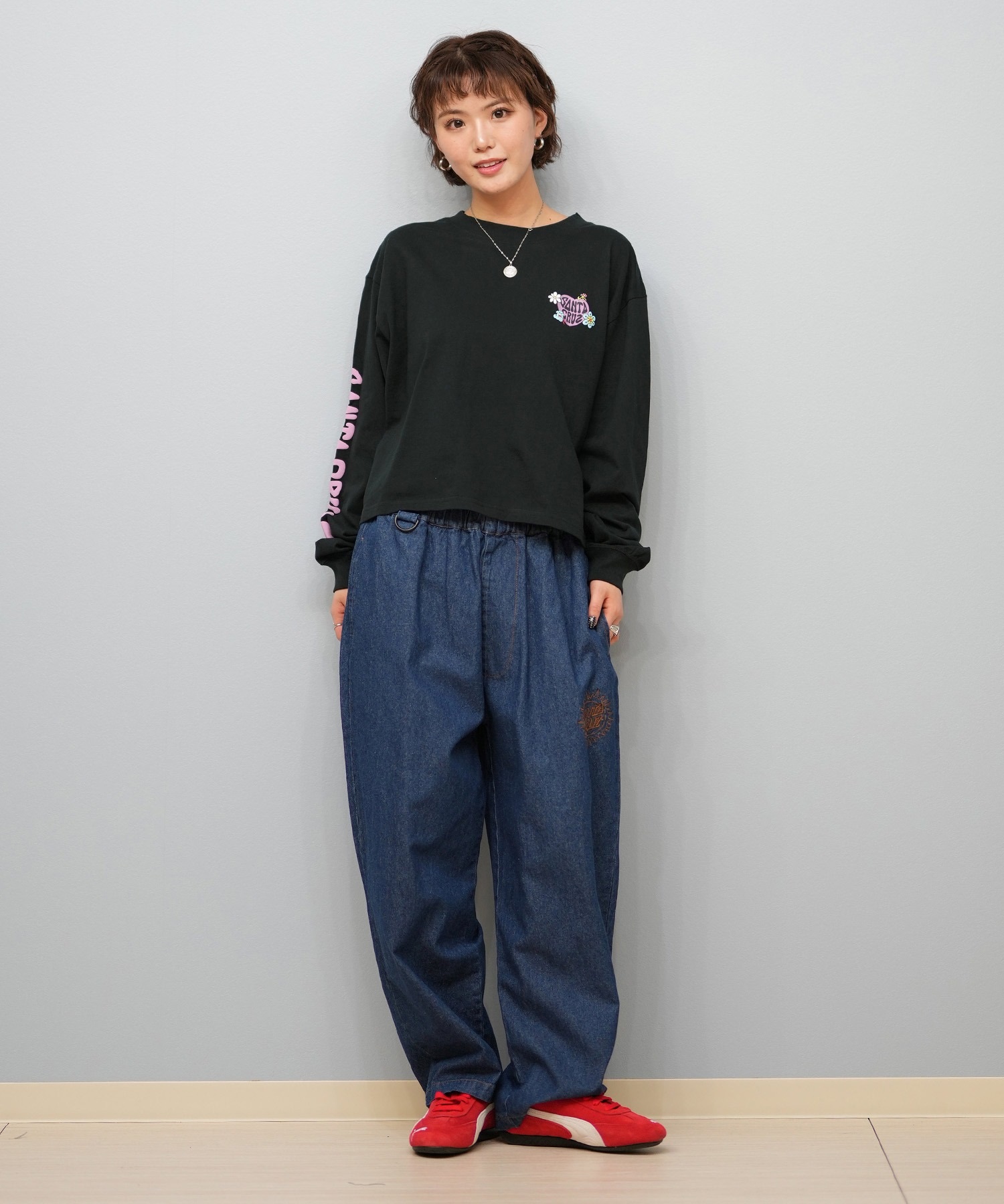 SANTACRUZ サンタクルーズ ロングパンツ レディース デニム イージーパンツ 502251531 ムラサキスポーツ限定(BKDSW-M)