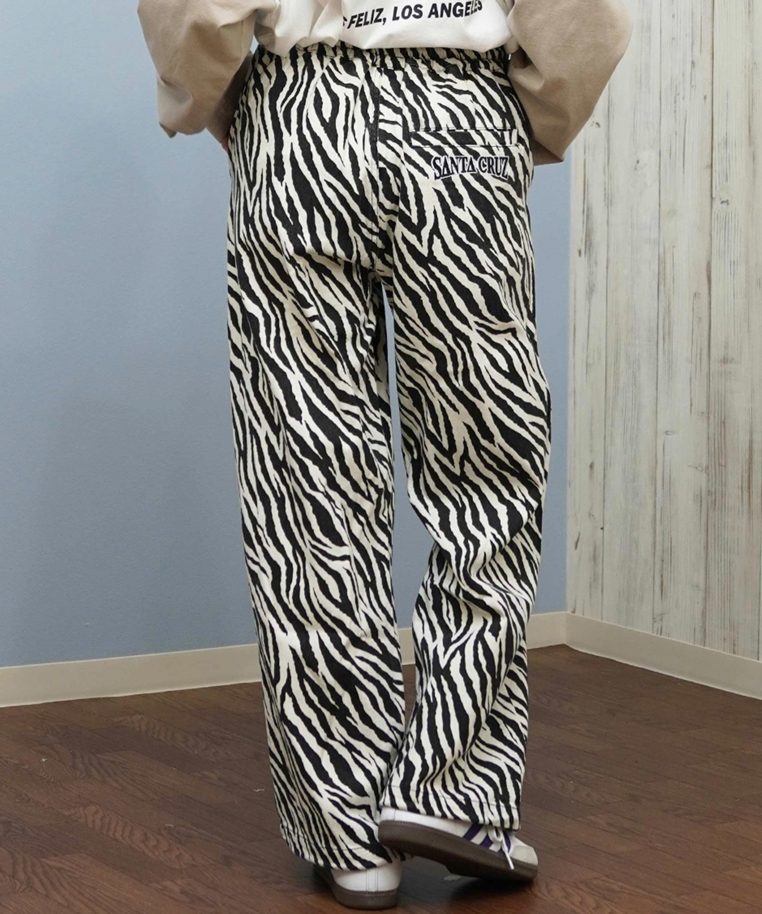 SANTACRUZ サンタクルーズ ロングパンツ レディース ヒョウ柄 レオパード柄 ゼブラ柄 チノ ワークパンツ 502254531(LEOBR-M)