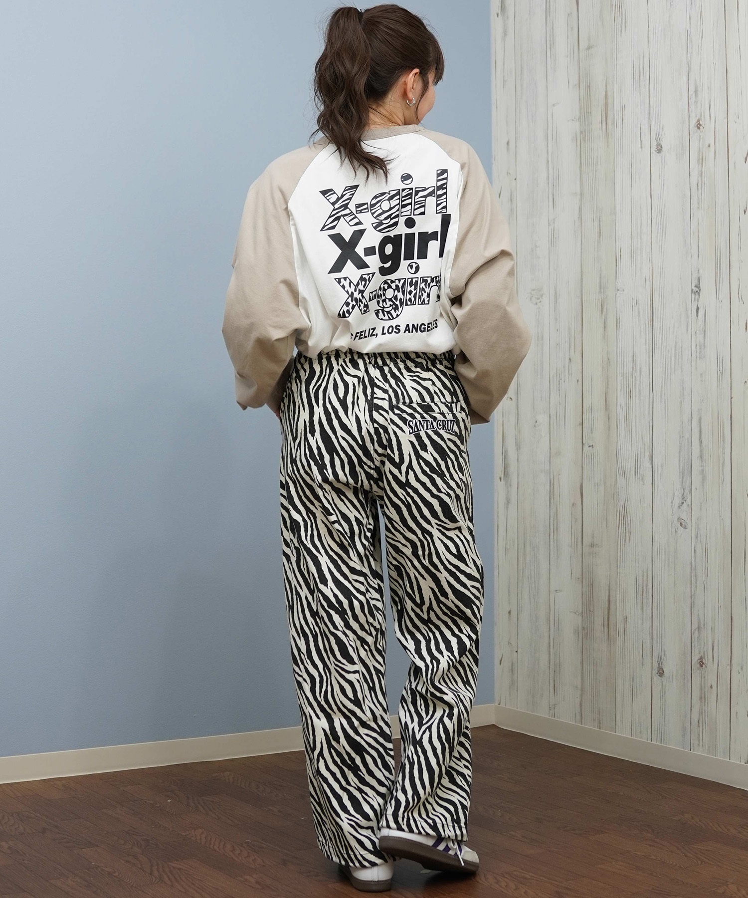 SANTACRUZ サンタクルーズ ロングパンツ レディース ヒョウ柄 レオパード柄 ゼブラ柄 チノ ワークパンツ 502254531(LEOBR-M)