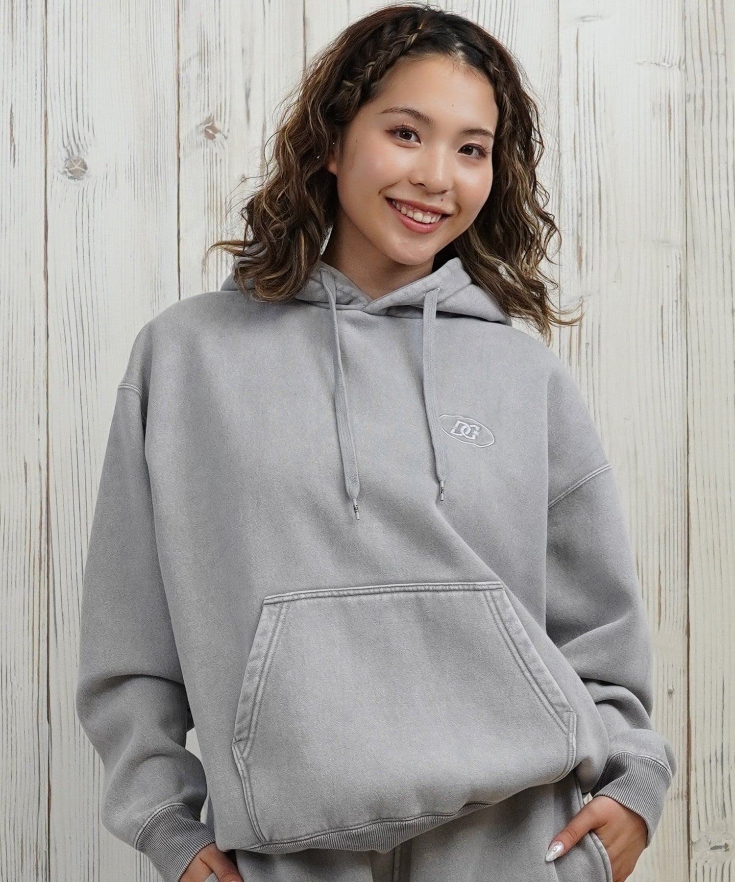 DC ディーシー プルオーバー パーカー レディース クロップド丈 ショート丈 裏起毛 LPO254308(BES-M)