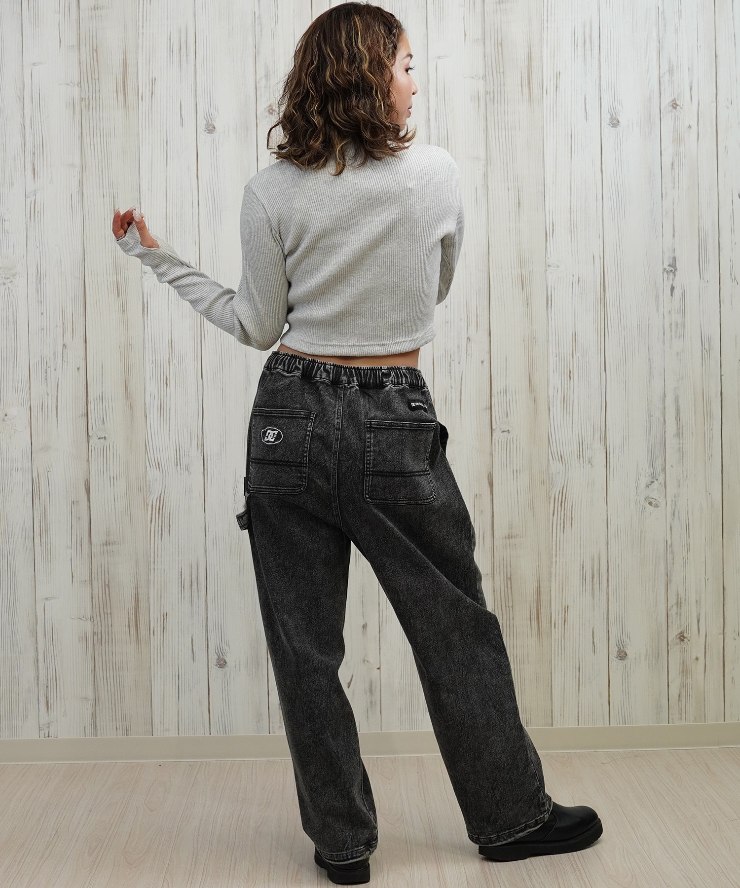 DC ディーシー 長袖 Tシャツ ロンT レディース クロップド丈 ショート丈 シンプル TELECO SHORT LS LLT254311(BES-M)