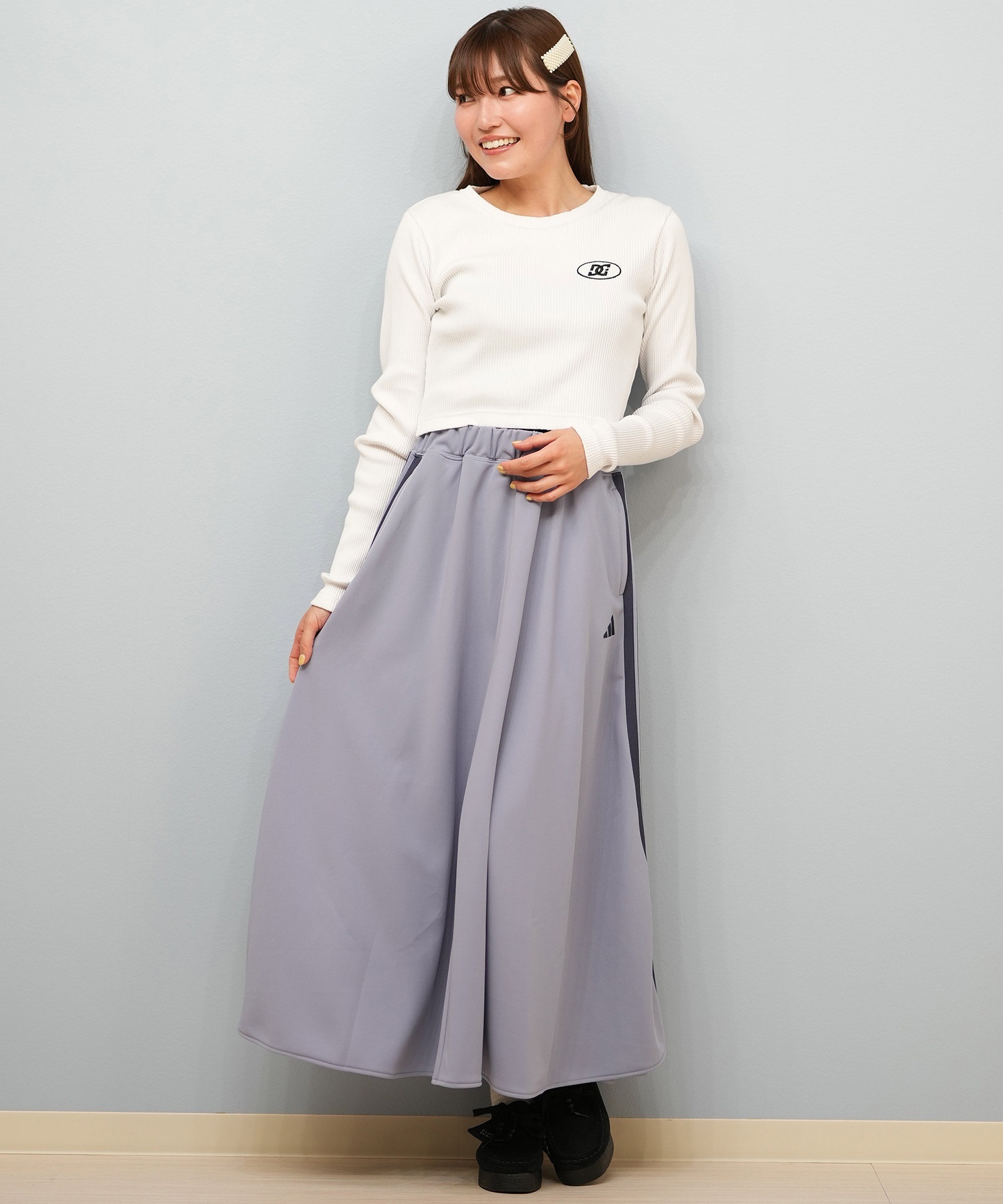 DC ディーシー 長袖 Tシャツ ロンT レディース クロップド丈 ショート丈 シンプル TELECO SHORT LS LLT254311(BES-M)