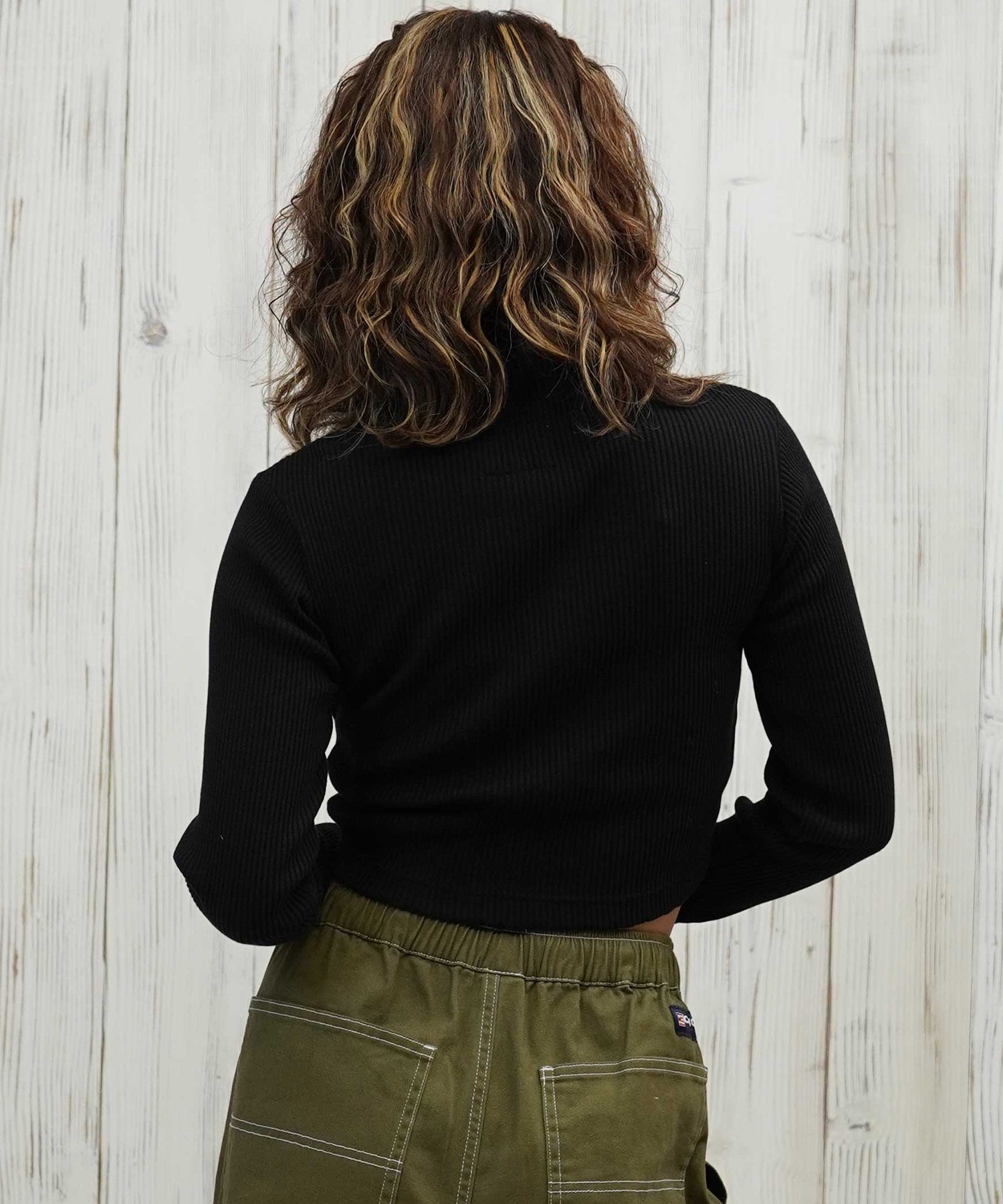 DC ディーシー 長袖 Tシャツ ロンT レディース クロップド丈 ショート丈 ハーフジップ LLT254312(BES-M)