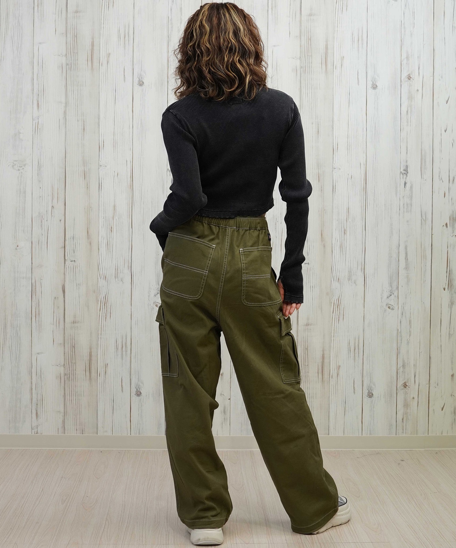 DC ディーシー 長袖 Tシャツ ロンT レディース クロップド丈 ショート丈 ハーフジップ LLT254312(BES-M)