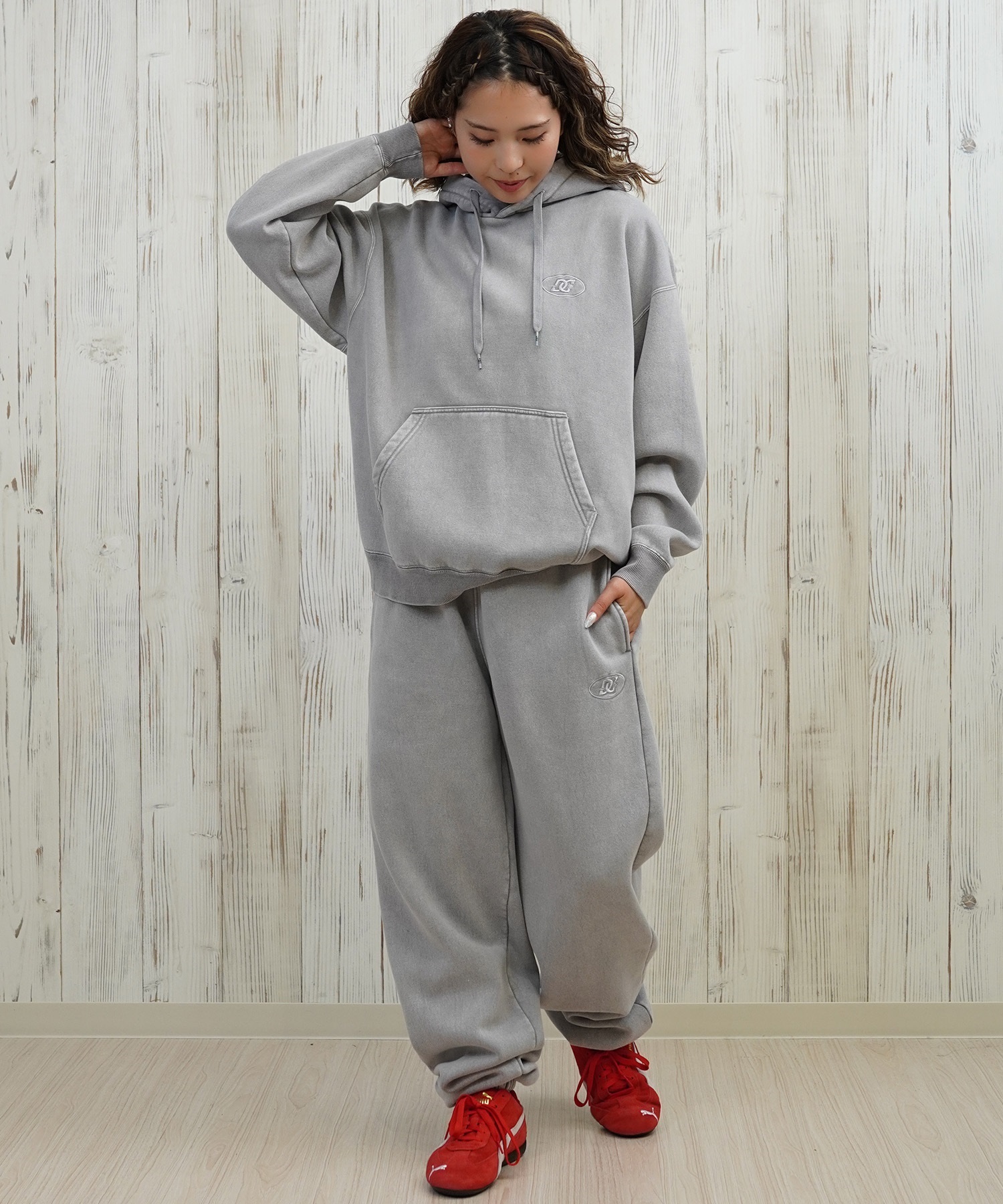 DC ディーシー ロングパンツ レディース スウェット パンツ 裏起毛 ワイド スウェットパンツ LPT254304(BES-M)