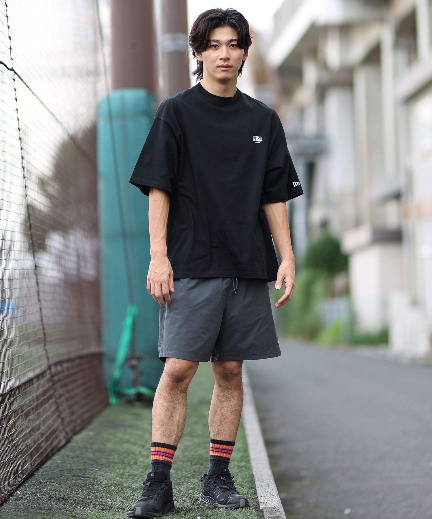 NEW ERA ニューエラ 半袖 Tシャツ メンズ バックプリント MLB ロゴ オーバーサイズ 14410064(BK-M)