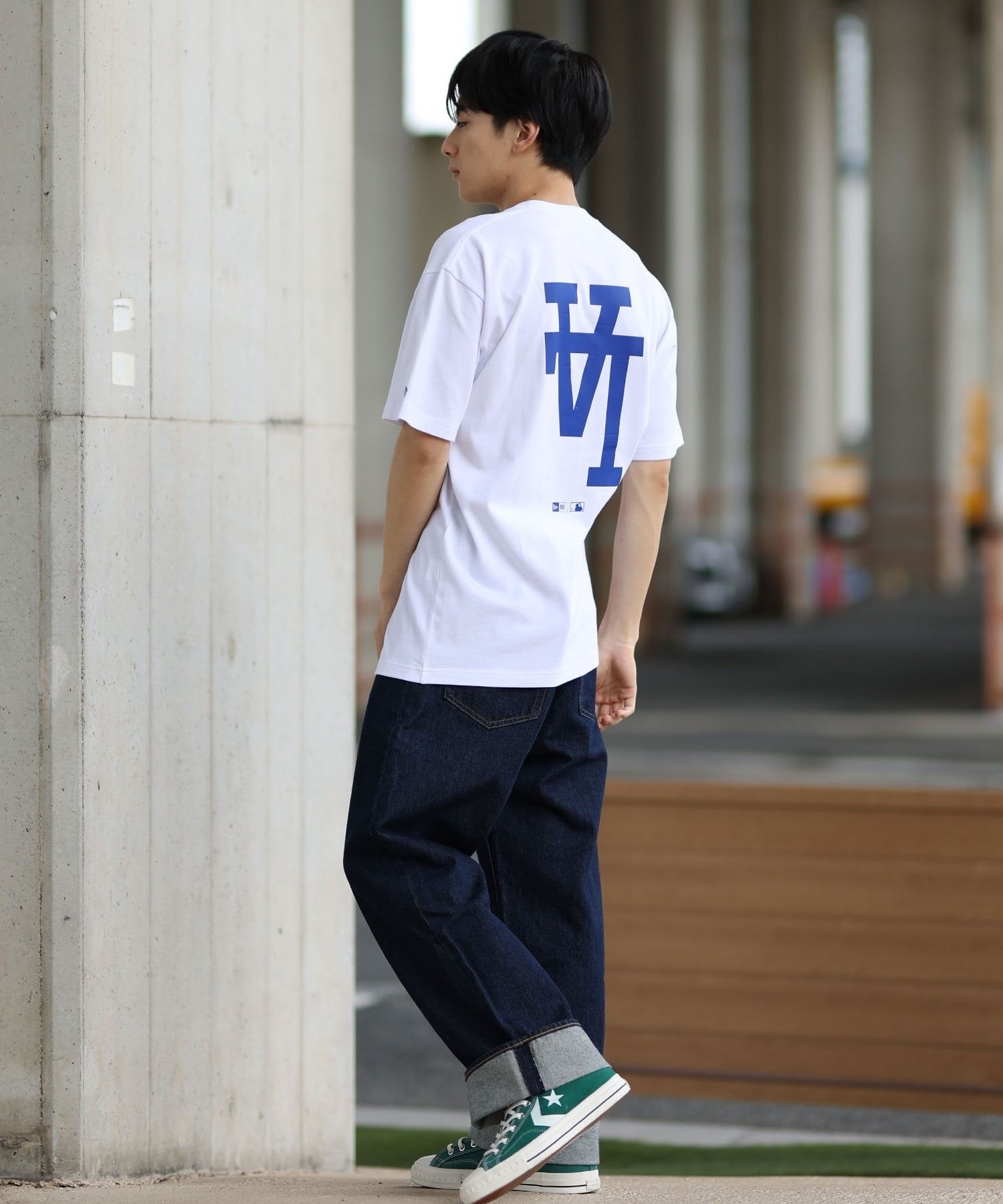 NEW ERA ニューエラ 半袖 Tシャツ メンズ バックプリント ロサンゼルス・ドジャース 14410095(WT-M)