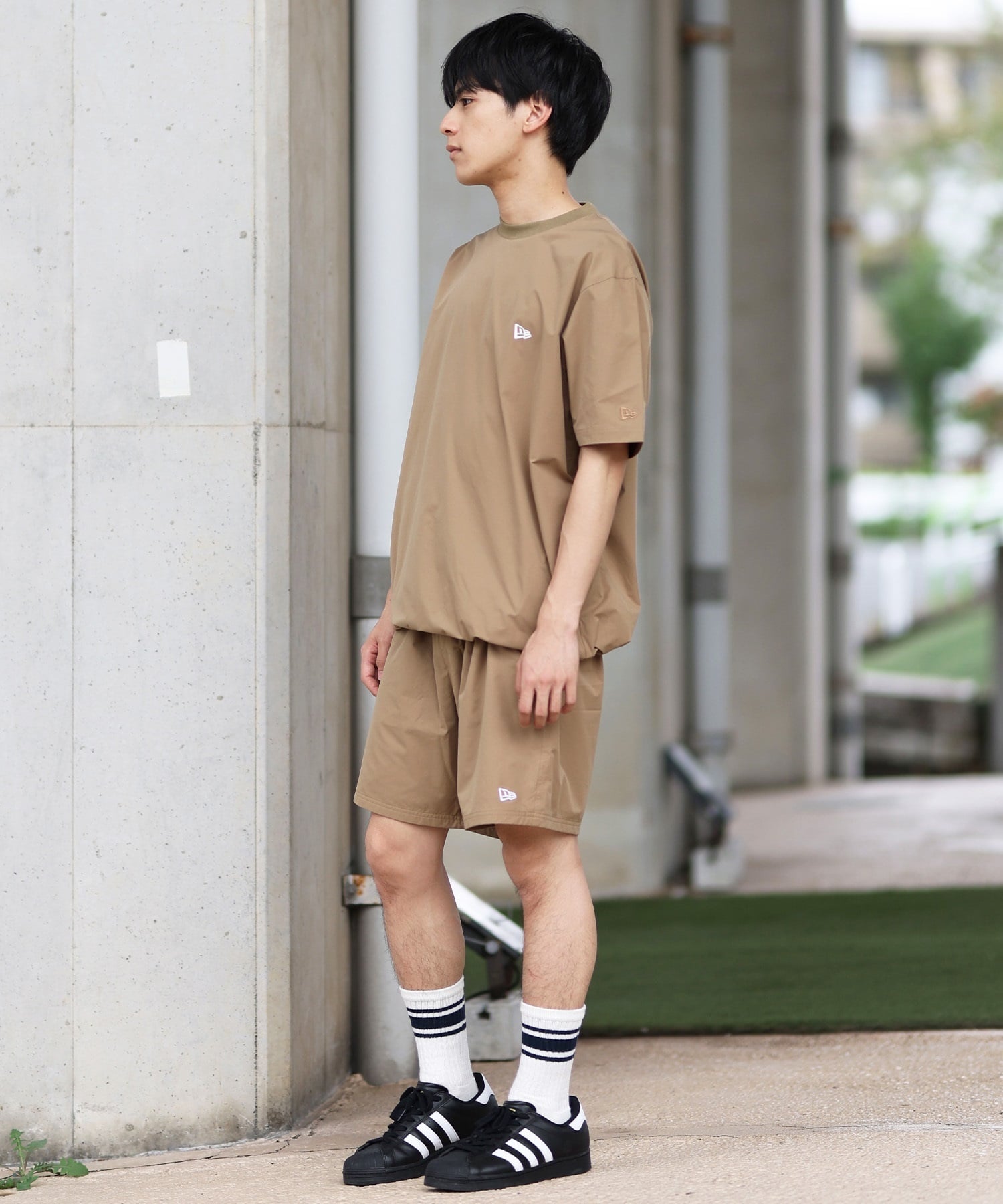 NEW ERA ニューエラ ラッシュガード メンズ 半袖 Tシャツ バックプリント 水陸両用 ユーティリティ UVカット 吸汗速乾 セットアップ対応 14391949(BE-M)