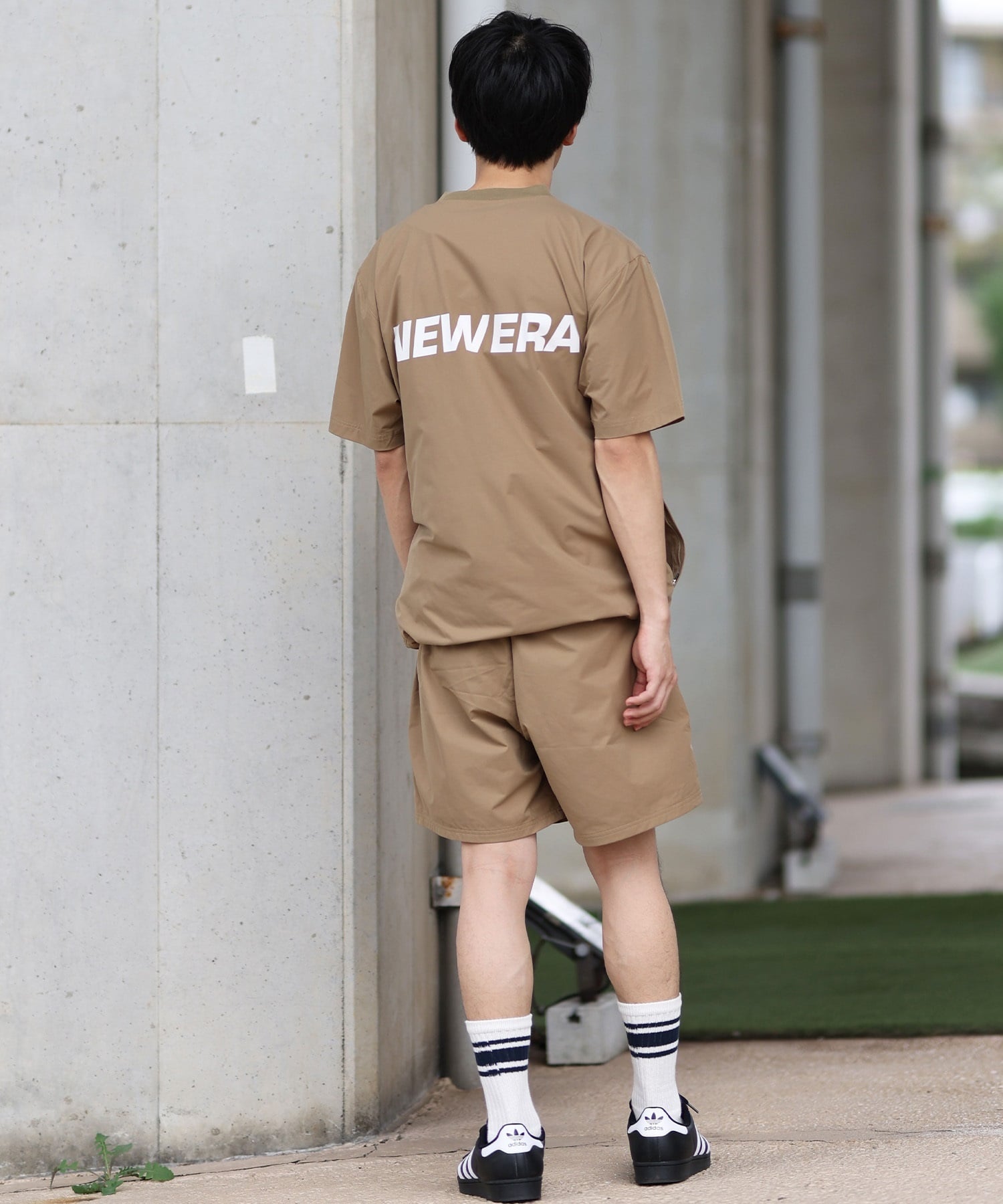 NEW ERA ニューエラ ラッシュガード メンズ 半袖 Tシャツ バックプリント 水陸両用 ユーティリティ UVカット 吸汗速乾 セットアップ対応 14391949(BE-M)