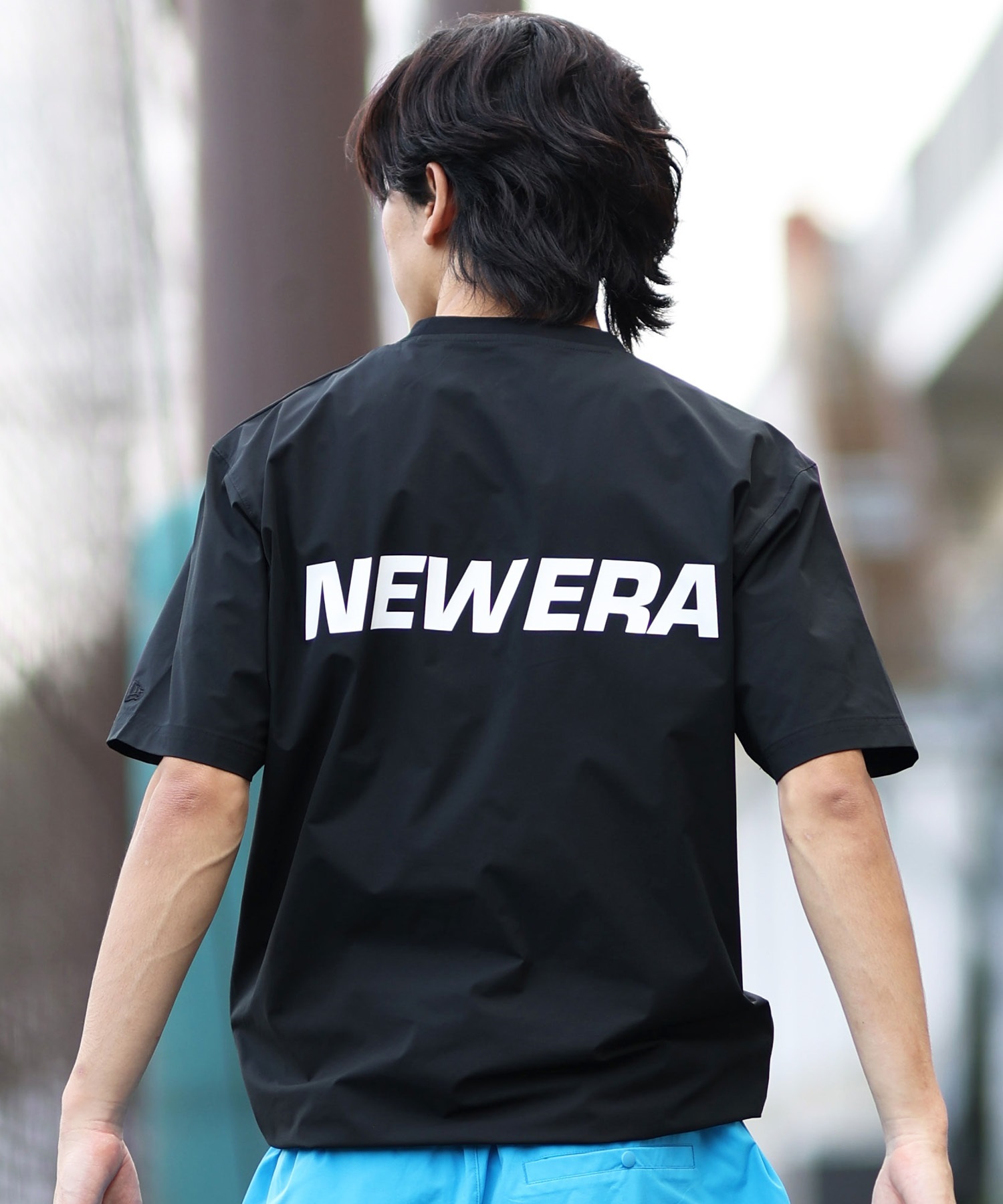 NEW ERA ニューエラ ラッシュガード メンズ 半袖 Tシャツ バックプリント 水陸両用 ユーティリティ UVカット 吸汗速乾 セットアップ対応 14391950(BK-M)