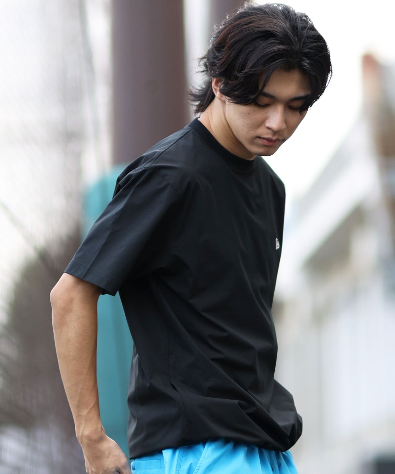 NEW ERA ニューエラ ラッシュガード メンズ 半袖 Tシャツ バックプリント 水陸両用 ユーティリティ UVカット 吸汗速乾 セットアップ対応 14391950(BK-M)