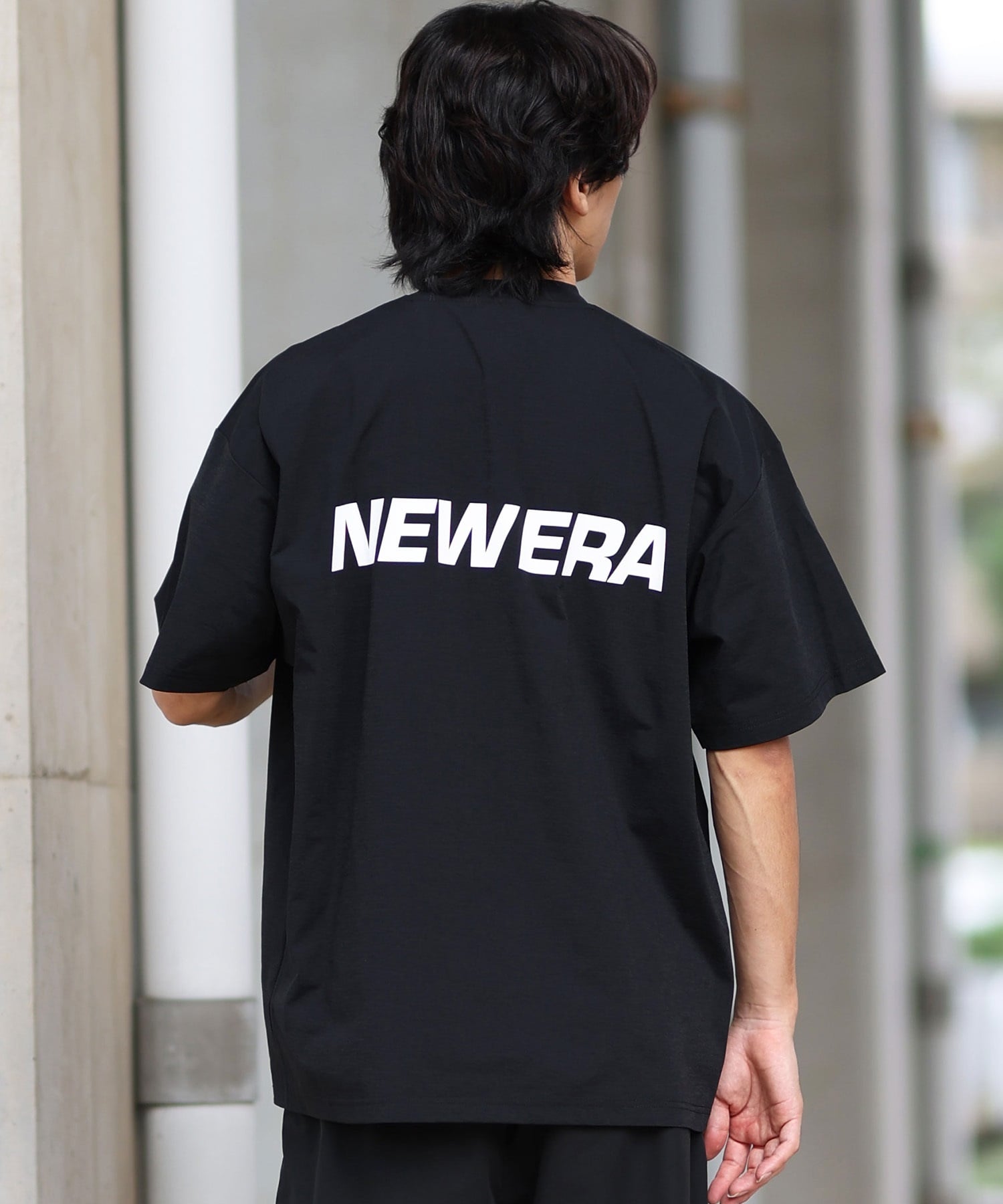 NEW ERA ニューエラ ラッシュガード メンズ 半袖 Tシャツ バックプリント 水陸両用 ユーティリティ UVカット 14391955(BK-M)