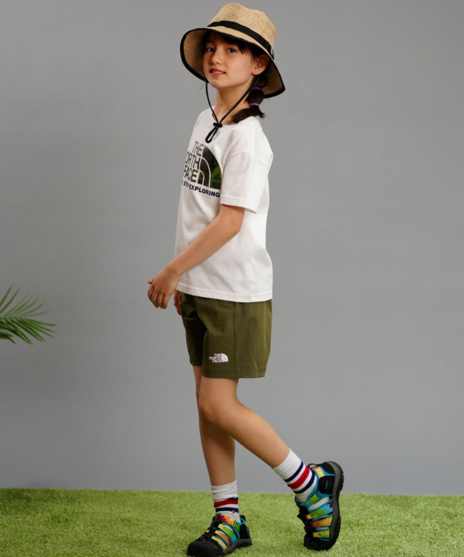 THE NORTH FACE ザ・ノース・フェイス Tシャツ キッズ 半袖 UVカット ショートスリーブカモロゴティー NTJ32359(WW-130cm)