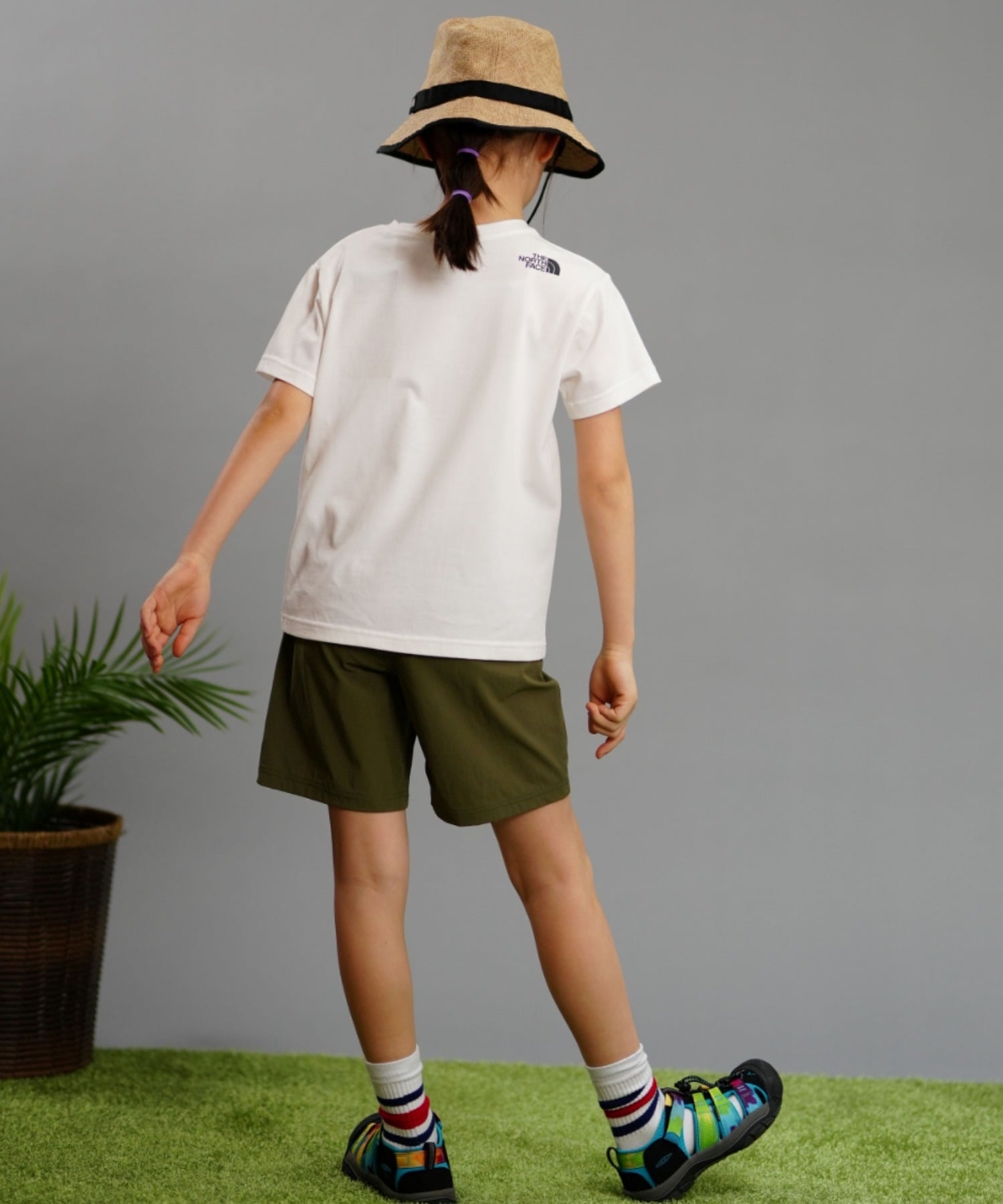 THE NORTH FACE ザ・ノース・フェイス Tシャツ キッズ 半袖 UVカット ショートスリーブカモロゴティー NTJ32359(WW-130cm)