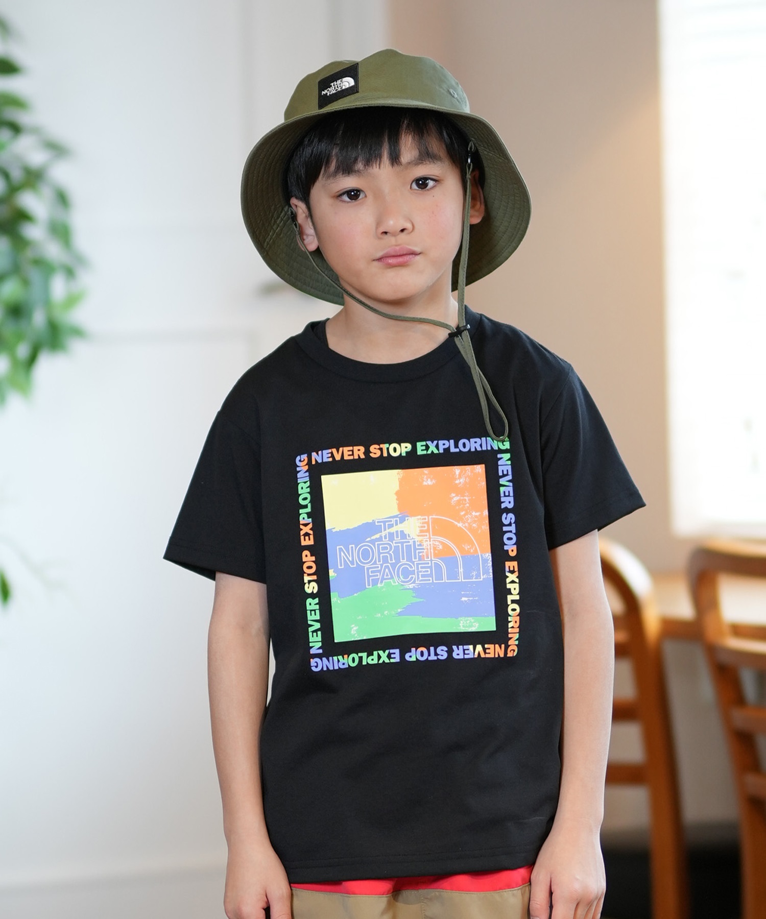 THE NORTH FACE ザ・ノース・フェイス Tシャツ キッズ 半袖 吸汗速乾 UVカット ショートスリーブゲットモテッドグラフィックティー NTJ32575(WD-130cm)