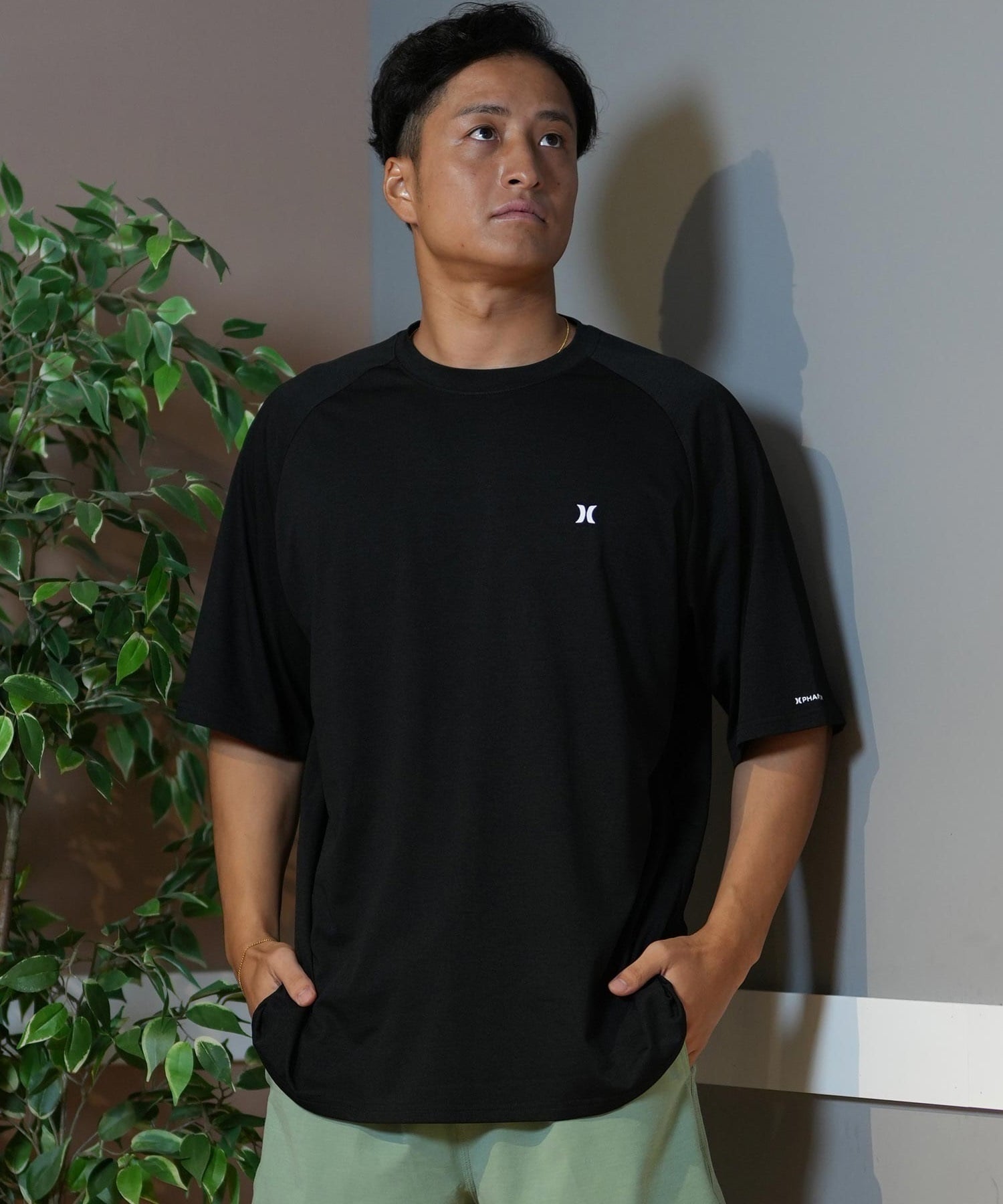 Hurley ハーレー ラッシュガード 半袖 メンズ Tシャツ バックプリント オーバーサイズ 水陸両用 UVカット MUSS251030(WHT-M)