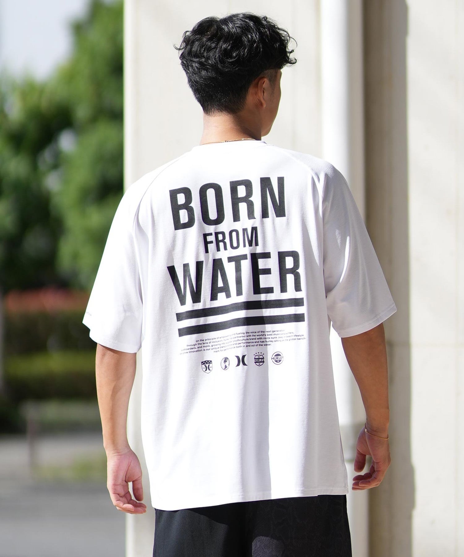 Hurley ハーレー ラッシュガード 半袖 メンズ Tシャツ バックプリント オーバーサイズ 水陸両用 UVカット MUSS251030(WHT-M)