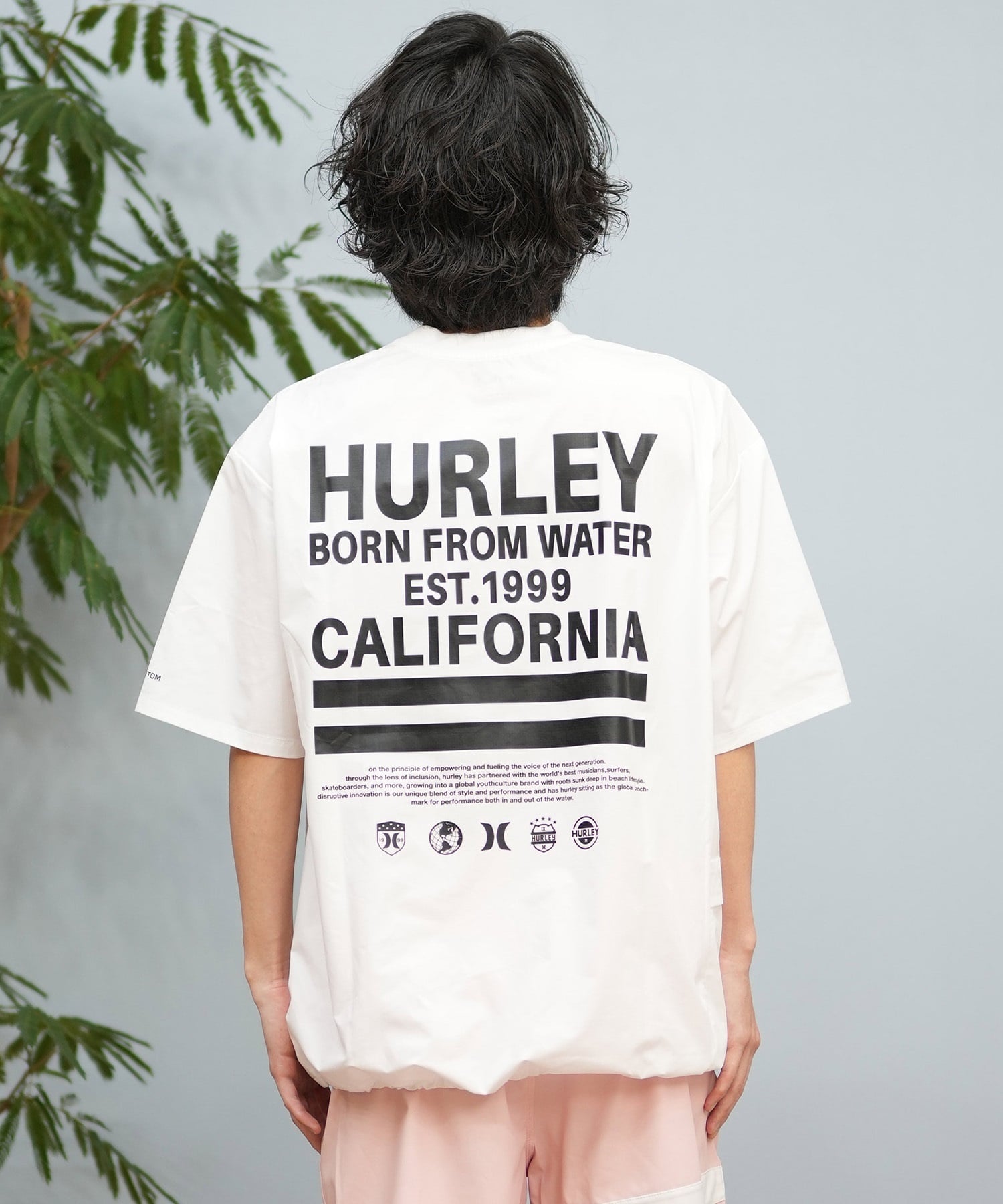 Hurley ハーレー ラッシュガード 半袖 メンズ Tシャツ バックプリント オーバーサイズ 水陸両用 UVカット MUSS251085(WHT-M)