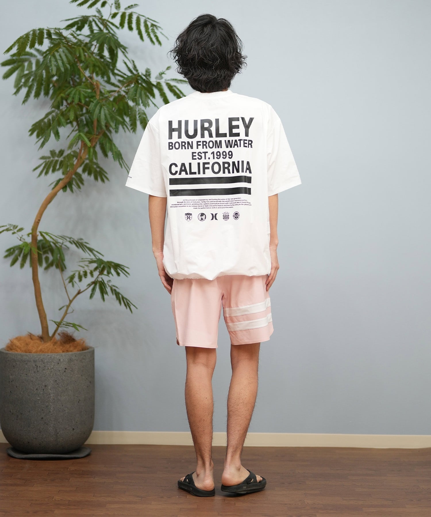Hurley ハーレー ラッシュガード 半袖 メンズ Tシャツ バックプリント オーバーサイズ 水陸両用 UVカット MUSS251085(WHT-M)