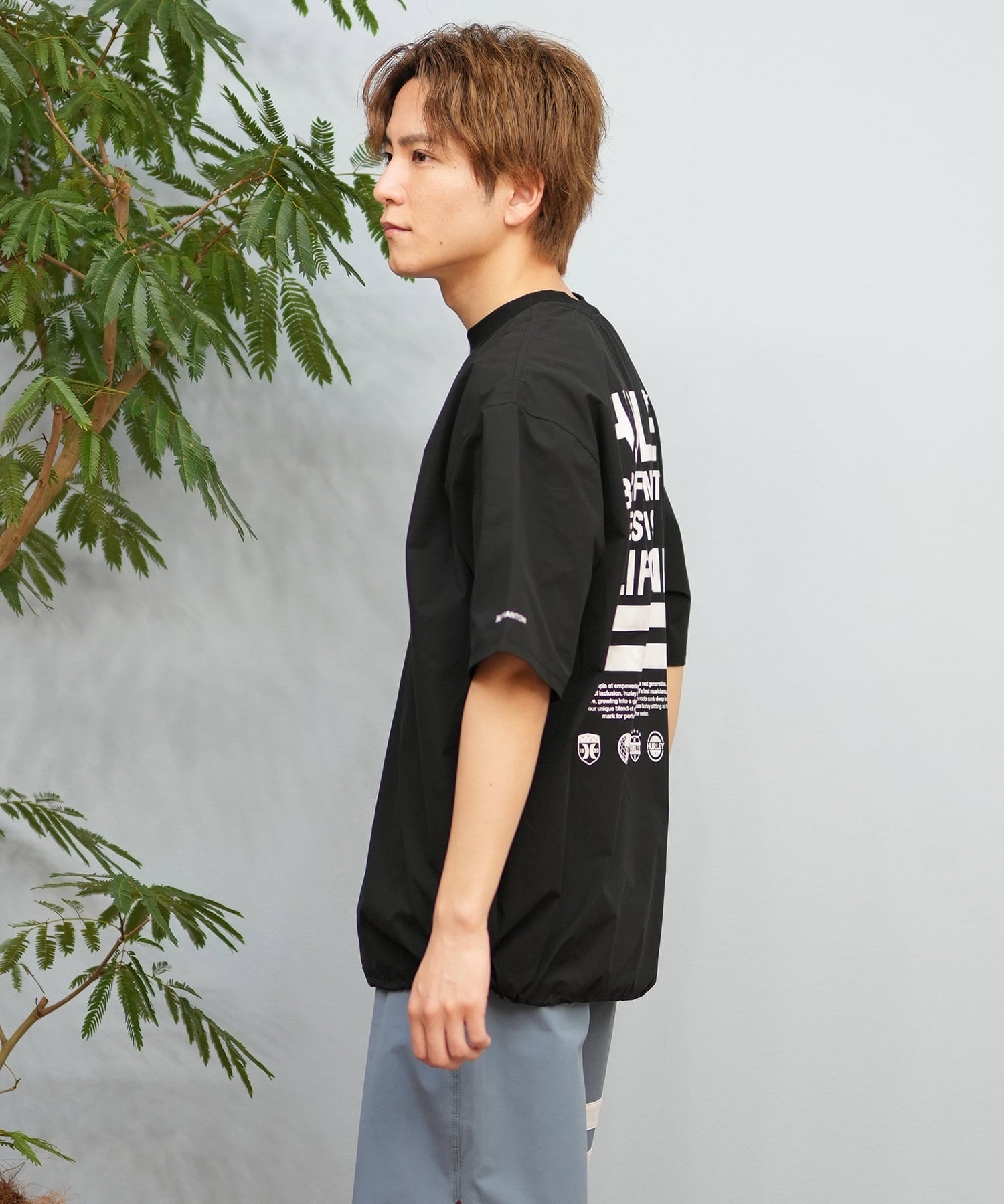 Hurley ハーレー ラッシュガード 半袖 メンズ Tシャツ バックプリント オーバーサイズ 水陸両用 UVカット MUSS251085(WHT-M)