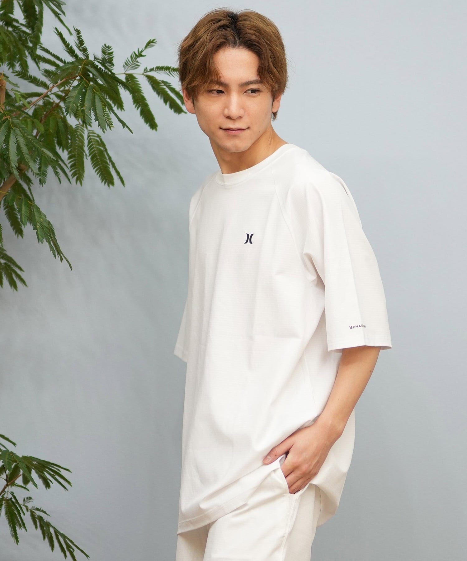 Hurley ハーレー 水着 ラッシュガード 半袖 Tシャツ メンズ ワンポイント ロゴ 水陸両用 撥水 吸水速乾 MUSS251089(WHT-M)