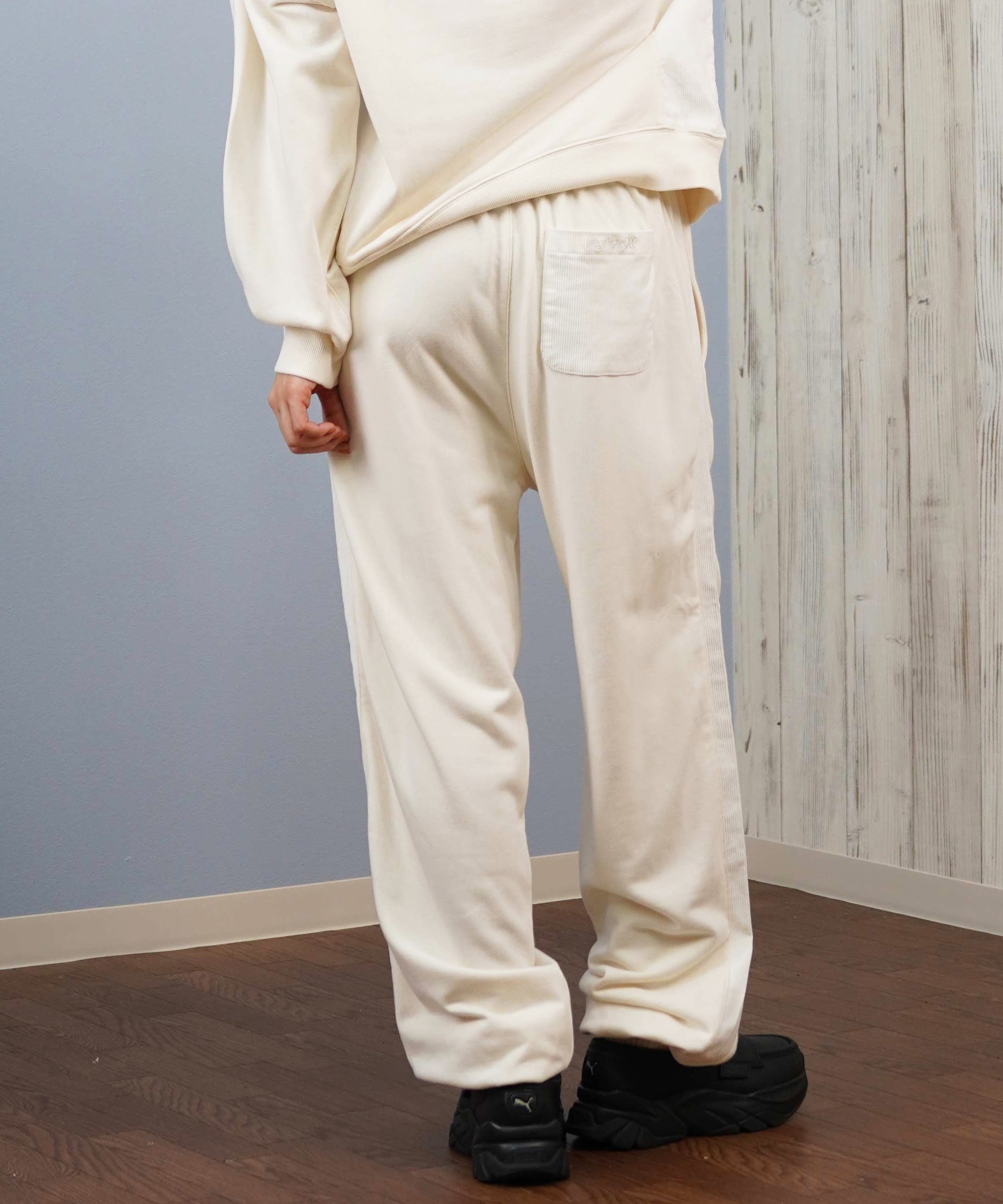 Hurley ハーレー ロングパンツ レディース スウェット ライン ウエストゴム 異素材ミックス セットアップ対応 TERRY CDR SWITCHING PANTS WCFB252024(OWHT-M)