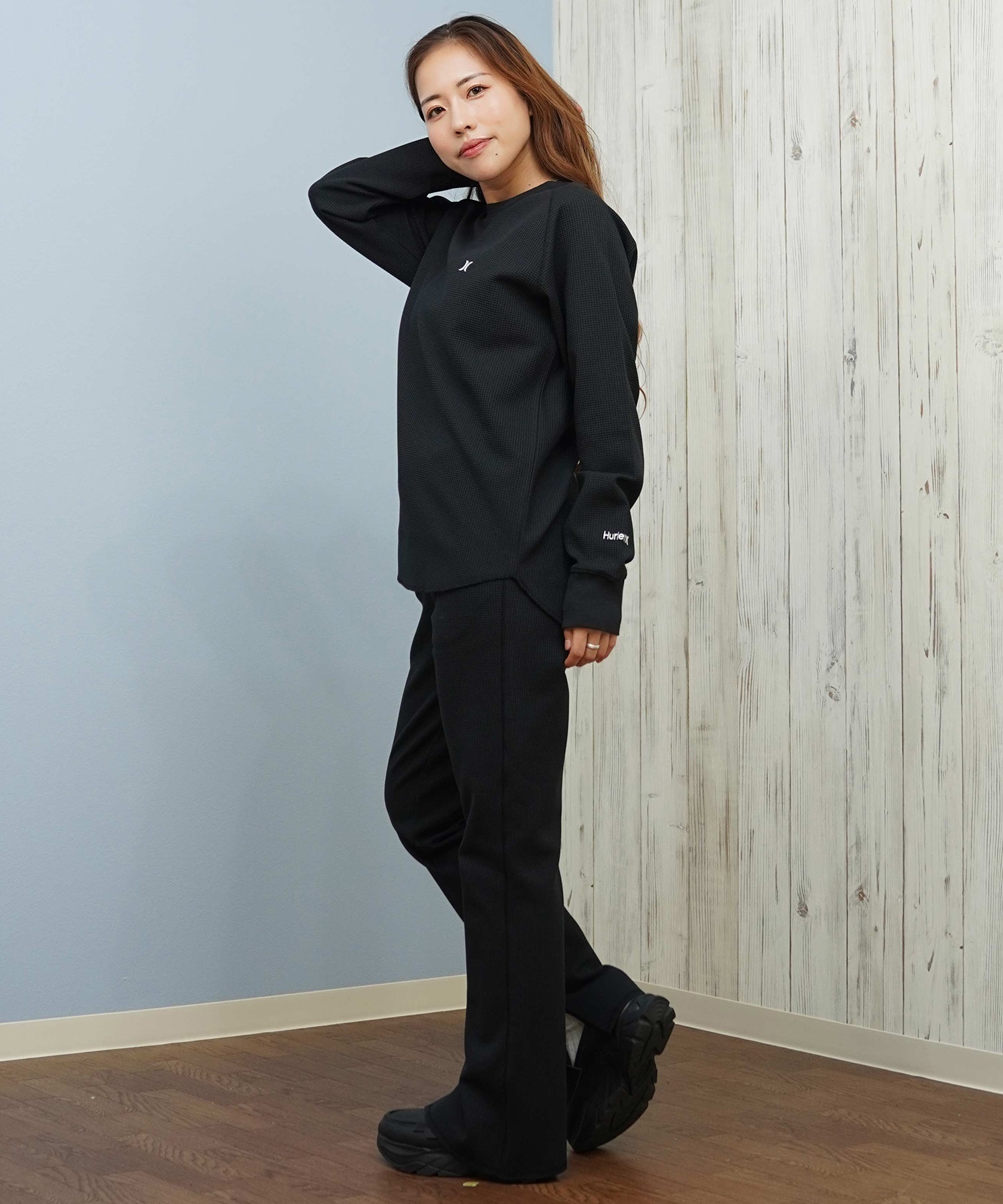 Hurley ハーレー ロングパンツ レディース サーマル ワッフル素材 ロゴ ワンポイント セットアップ対応 THERMAL PANTS WCPT252049(OWHT-M)