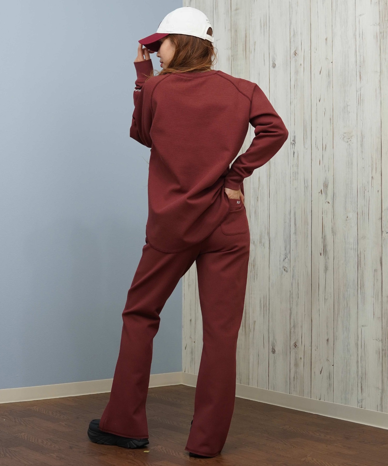 Hurley ハーレー ロングパンツ レディース サーマル ワッフル素材 ロゴ ワンポイント セットアップ対応 THERMAL PANTS WCPT252049(OWHT-M)