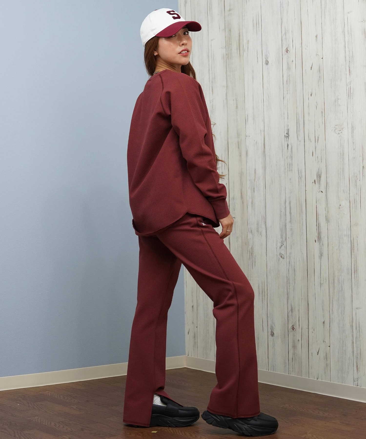 Hurley ハーレー ロングパンツ レディース サーマル ワッフル素材 ロゴ ワンポイント セットアップ対応 THERMAL PANTS WCPT252049(OWHT-M)