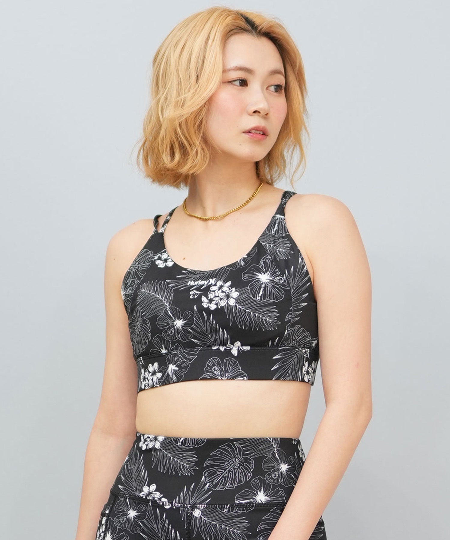 Hurley ハーレー 水着 レディース フィットネス トレーニングウェア スポーツブラ 水陸両用 UVカット WASB251052(BLK-S)