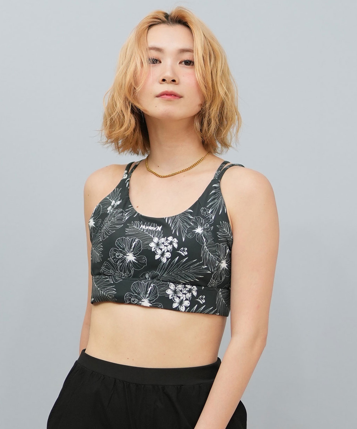 Hurley ハーレー 水着 レディース フィットネス トレーニングウェア スポーツブラ 水陸両用 UVカット WASB251052(BLK-S)