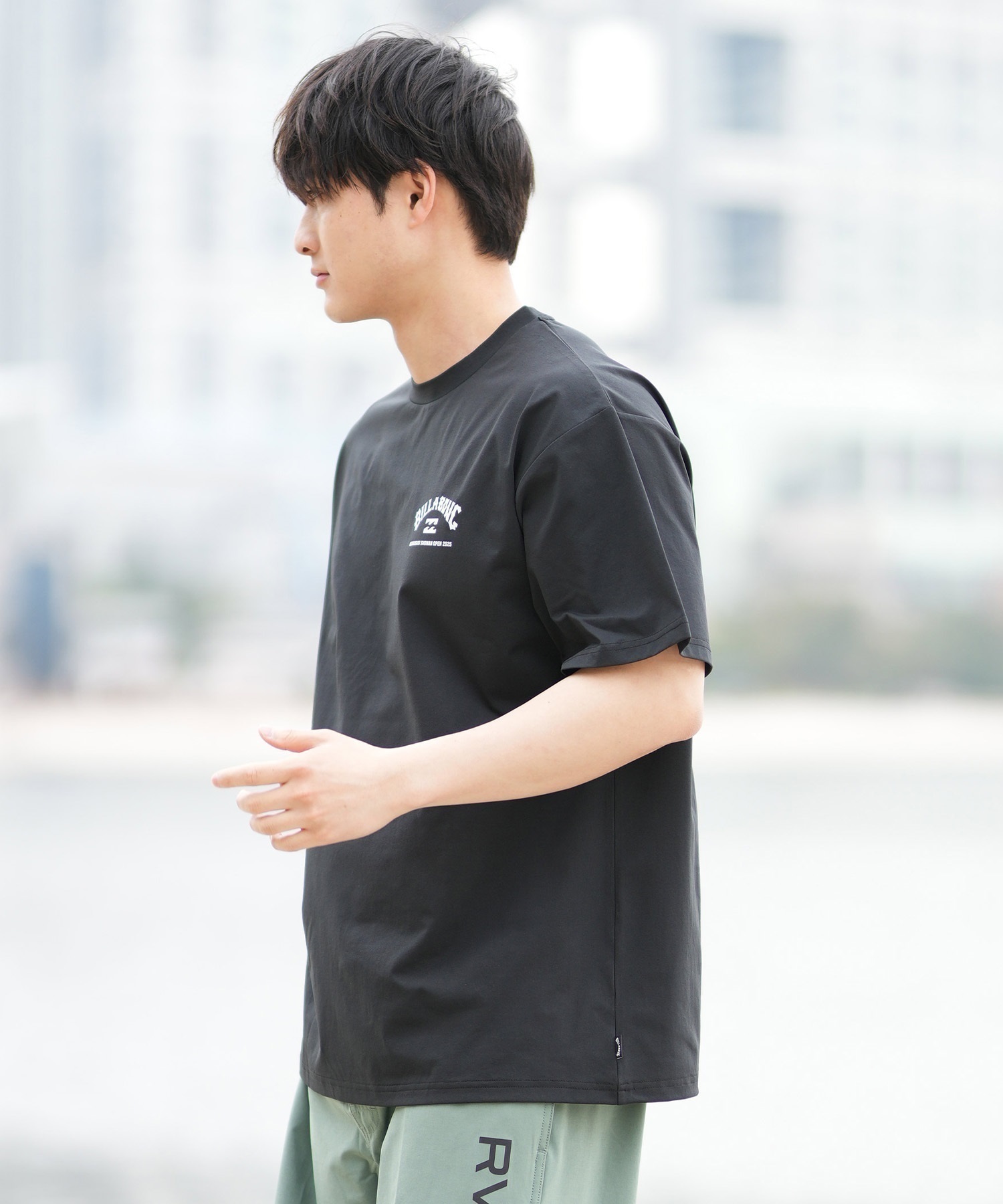 BILLABONG ビラボン 半袖 Tシャツ メンズ SHONAN OPEN SURFFLEX UVケアラッシュガード BF01A-U08 湘南オープン限定商品(BLK-S)