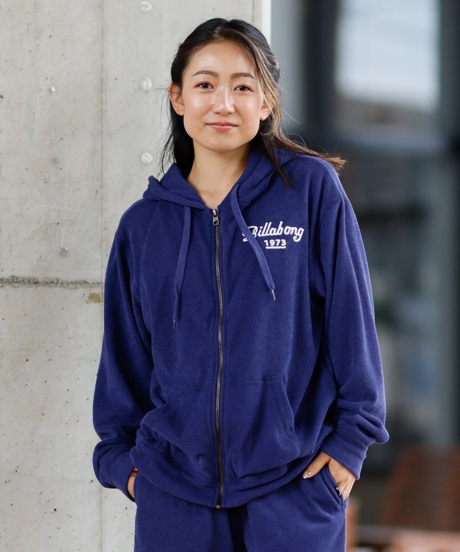 BILLABONG ビラボン パーカー ジップアップ レディース パイル生地 バックロゴ セットアップ対応 BF013-007(SCS-M)