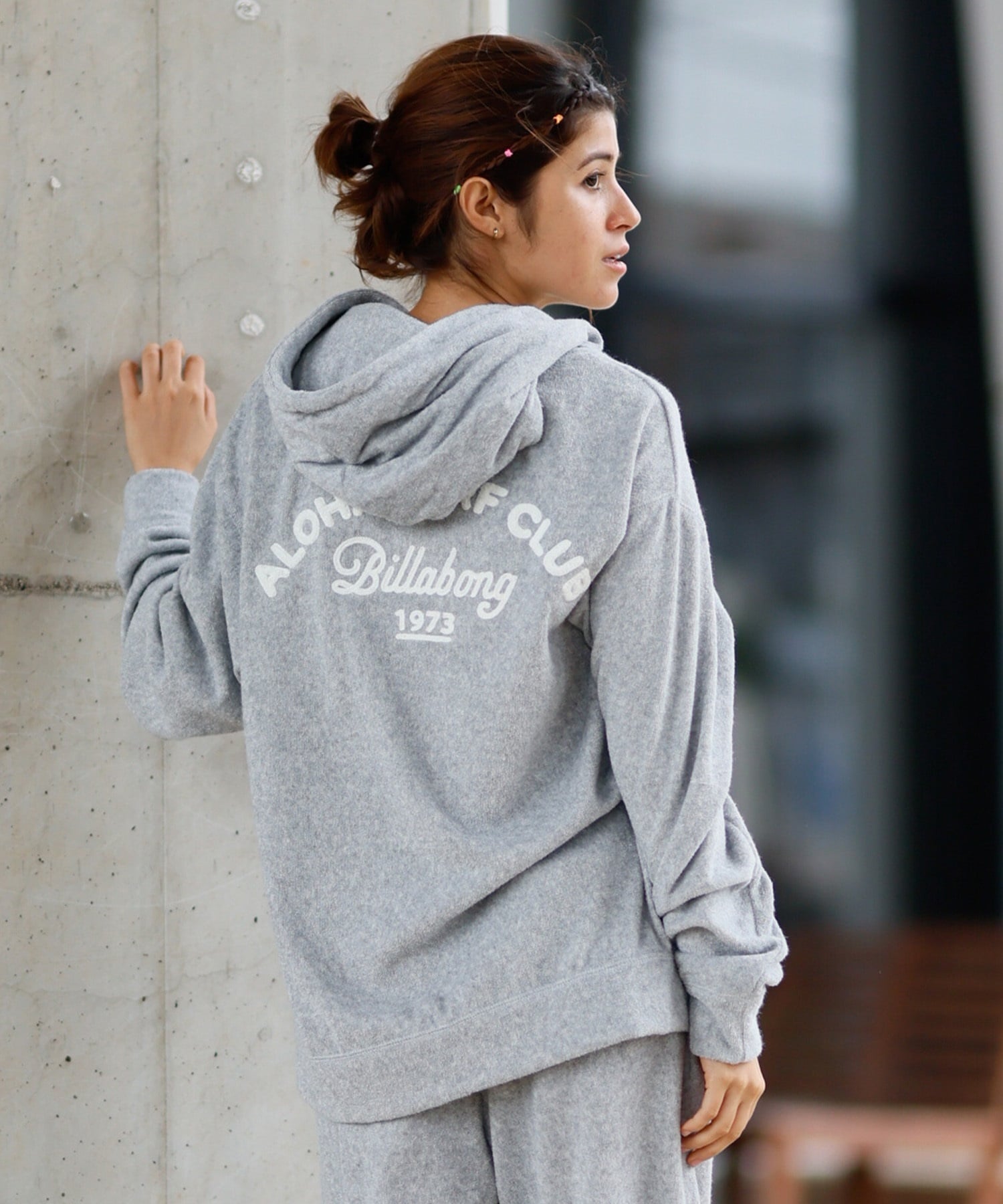 BILLABONG ビラボン パーカー ジップアップ レディース パイル生地 バックロゴ セットアップ対応 BF013-007(SCS-M)