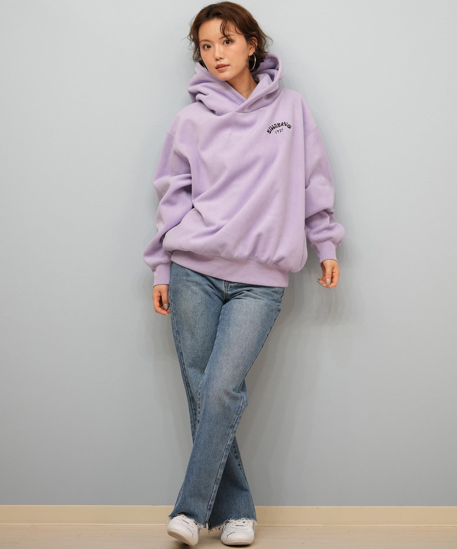 BILLABONG ビラボン プルオーバー パーカー レディース オーバーサイズ バックプリント BF014-015(BLK-M)