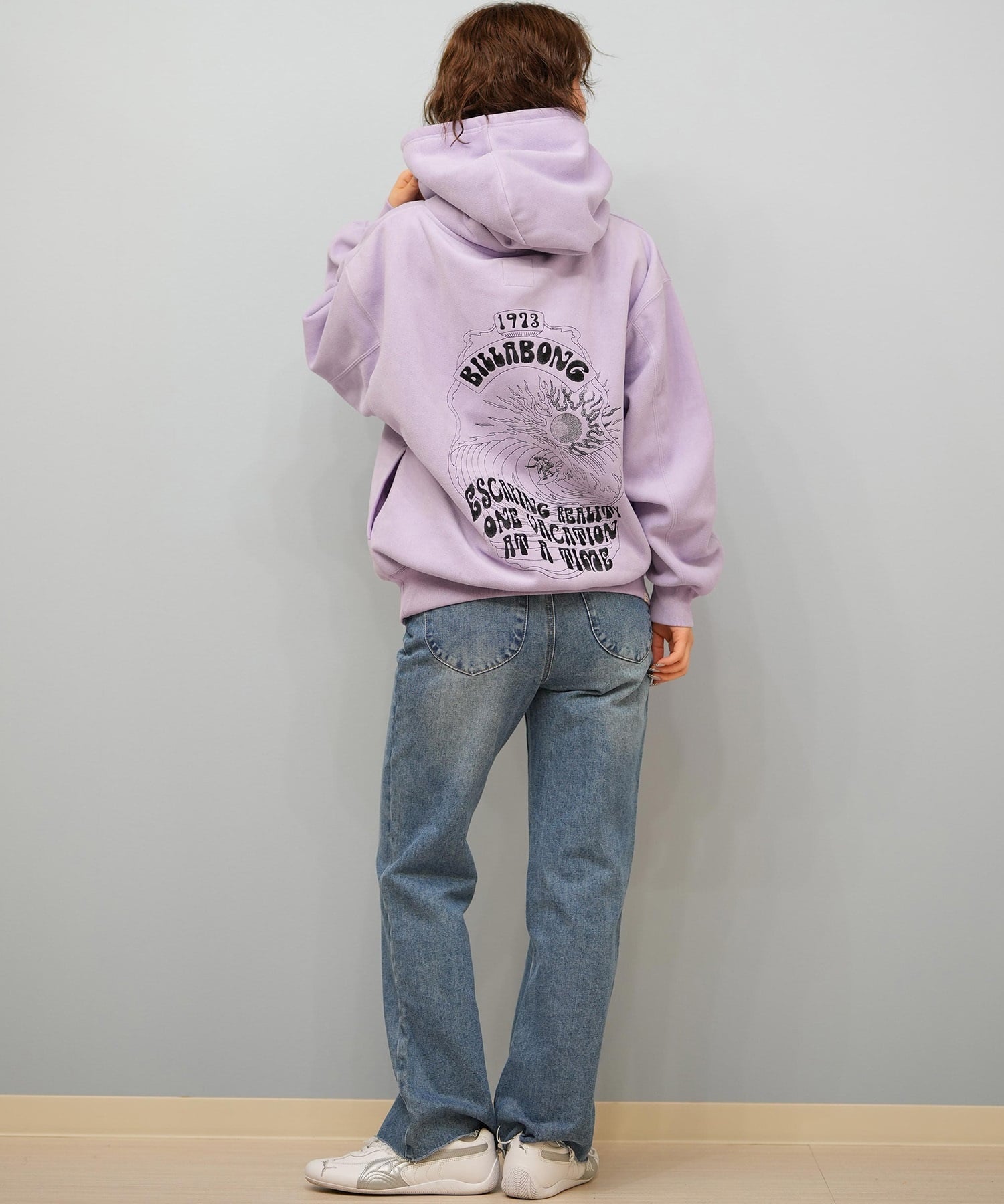 BILLABONG ビラボン プルオーバー パーカー レディース オーバーサイズ バックプリント BF014-015(BLK-M)