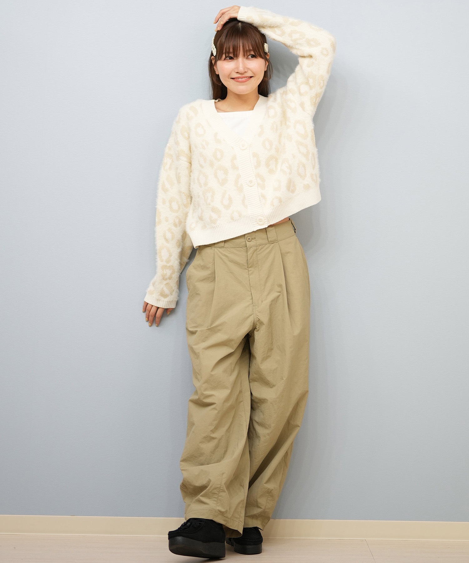 BILLABONG ビラボン ニット セーター カーディガン レディース ヒョウ柄 レオパード柄 バックプリント BF014-U05 ムラサキスポーツ限定(BLK-M)