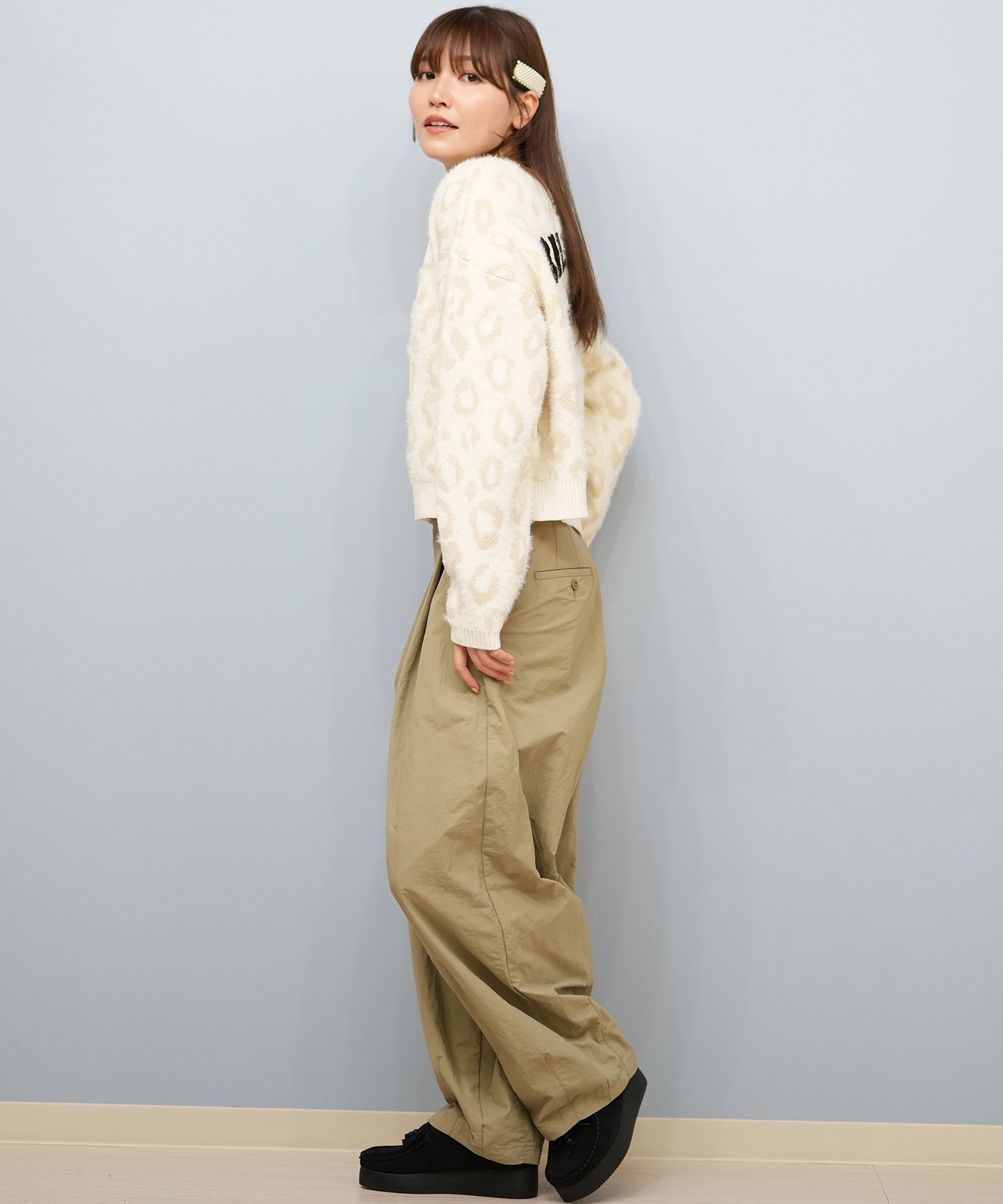 BILLABONG ビラボン ニット セーター カーディガン レディース ヒョウ柄 レオパード柄 バックプリント BF014-U05 ムラサキスポーツ限定(BLK-M)